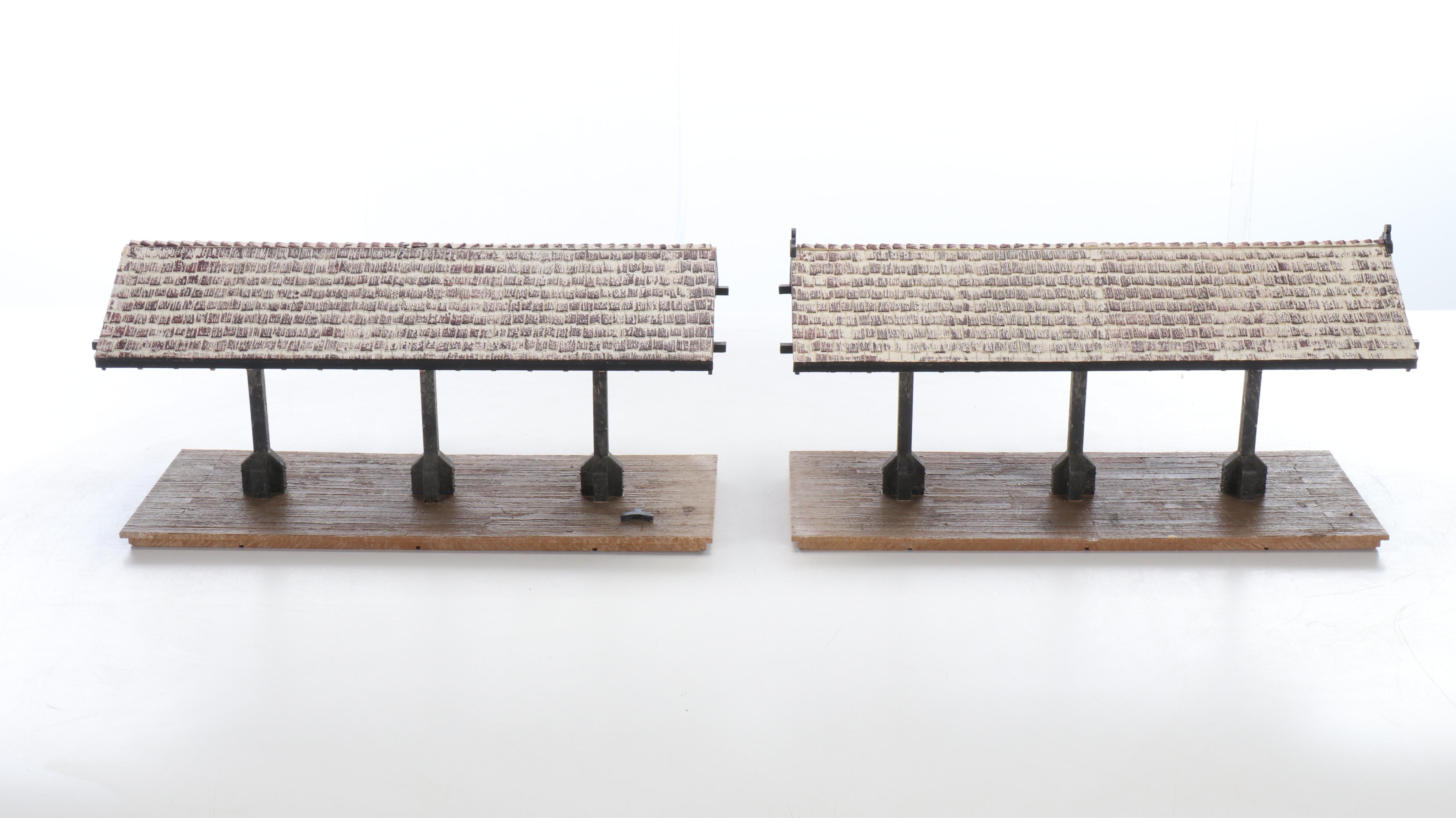 Handcrafted Wooden Train Station with Platforms