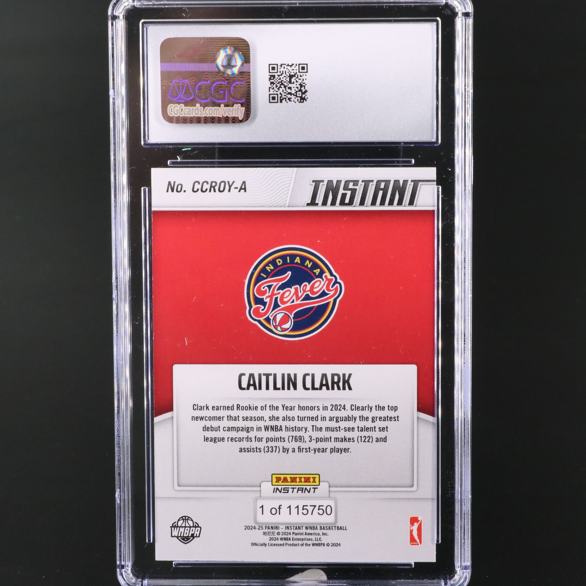 2024-25 Panini Instant Caitlin Clark Rookie of the Year Card Graded CGC 10