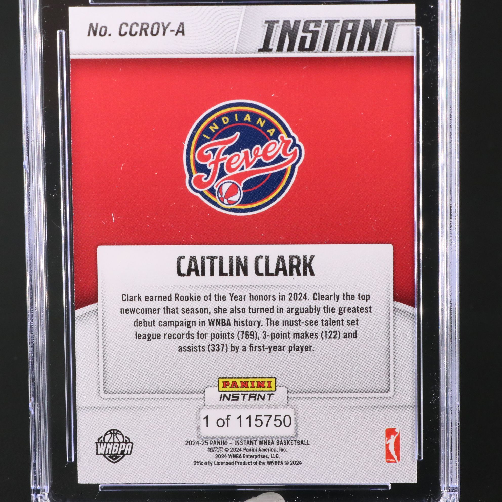 2024-25 Panini Instant Caitlin Clark Rookie of the Year Card Graded CGC 10