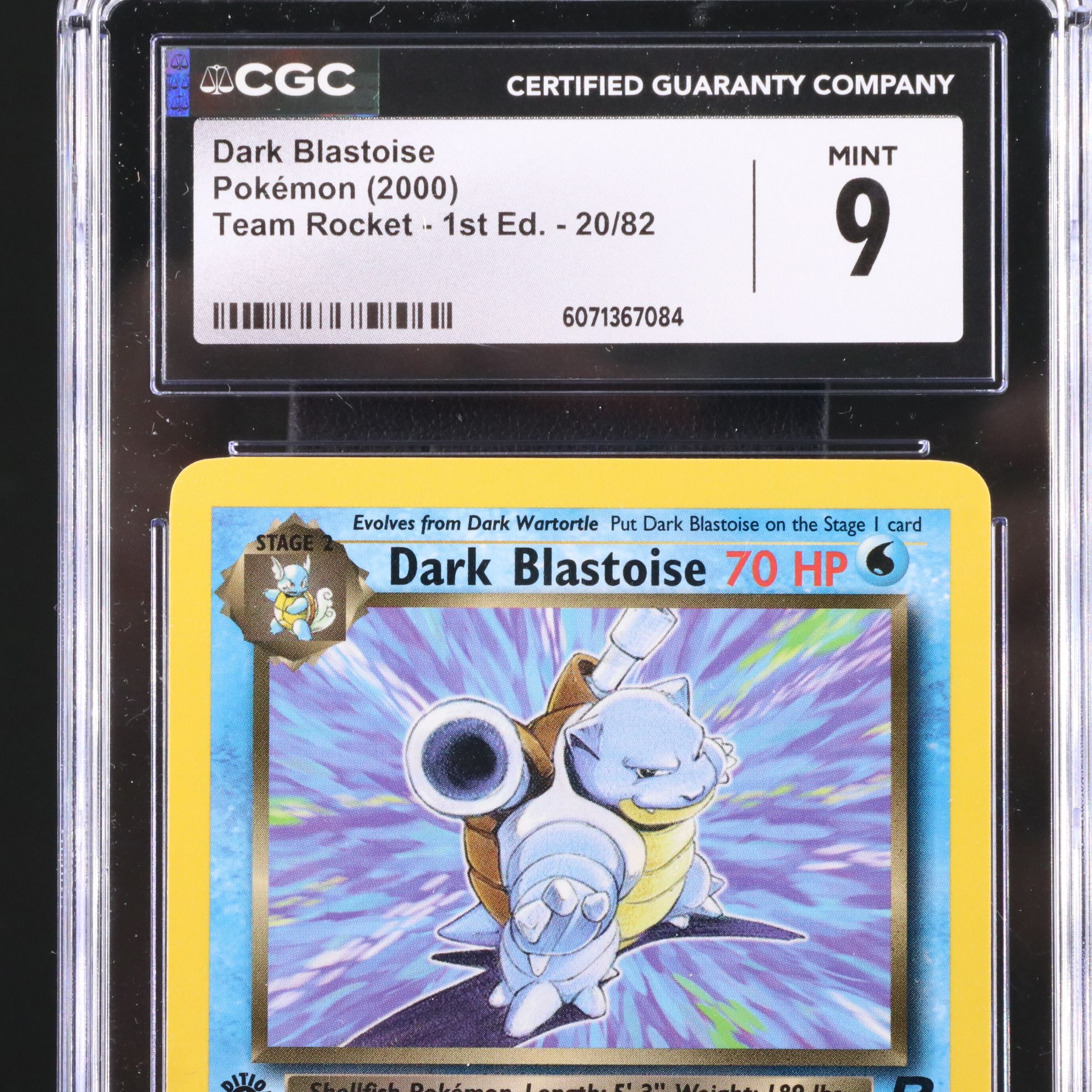 Team Rocket Dark Blastoise 1st Edition Pokémon Card Graded CGC 9