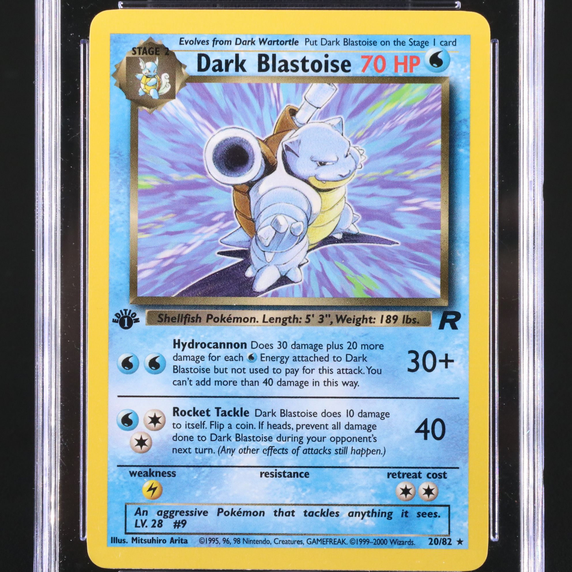Team Rocket Dark Blastoise 1st Edition Pokémon Card Graded CGC 9