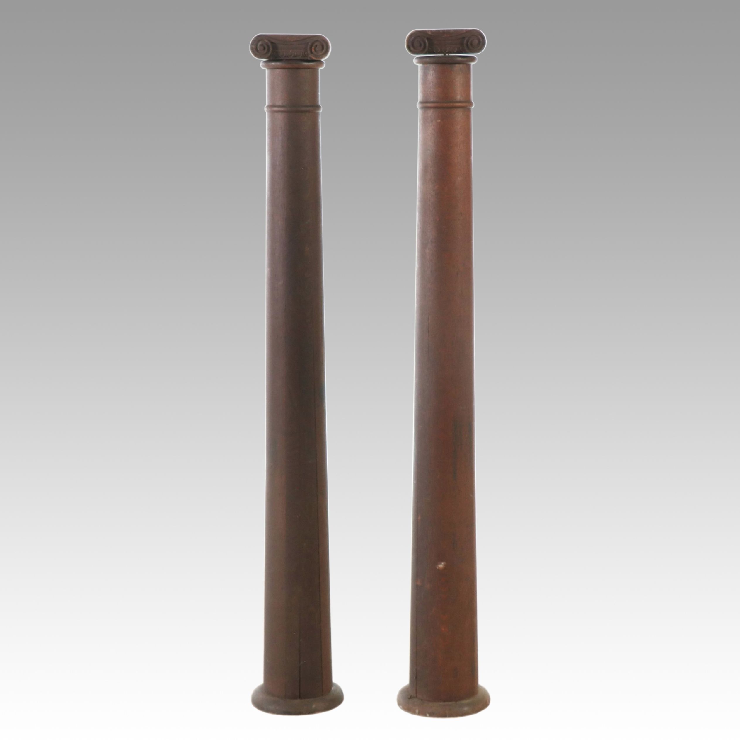 Tapered Stained Oak Ionic Columns