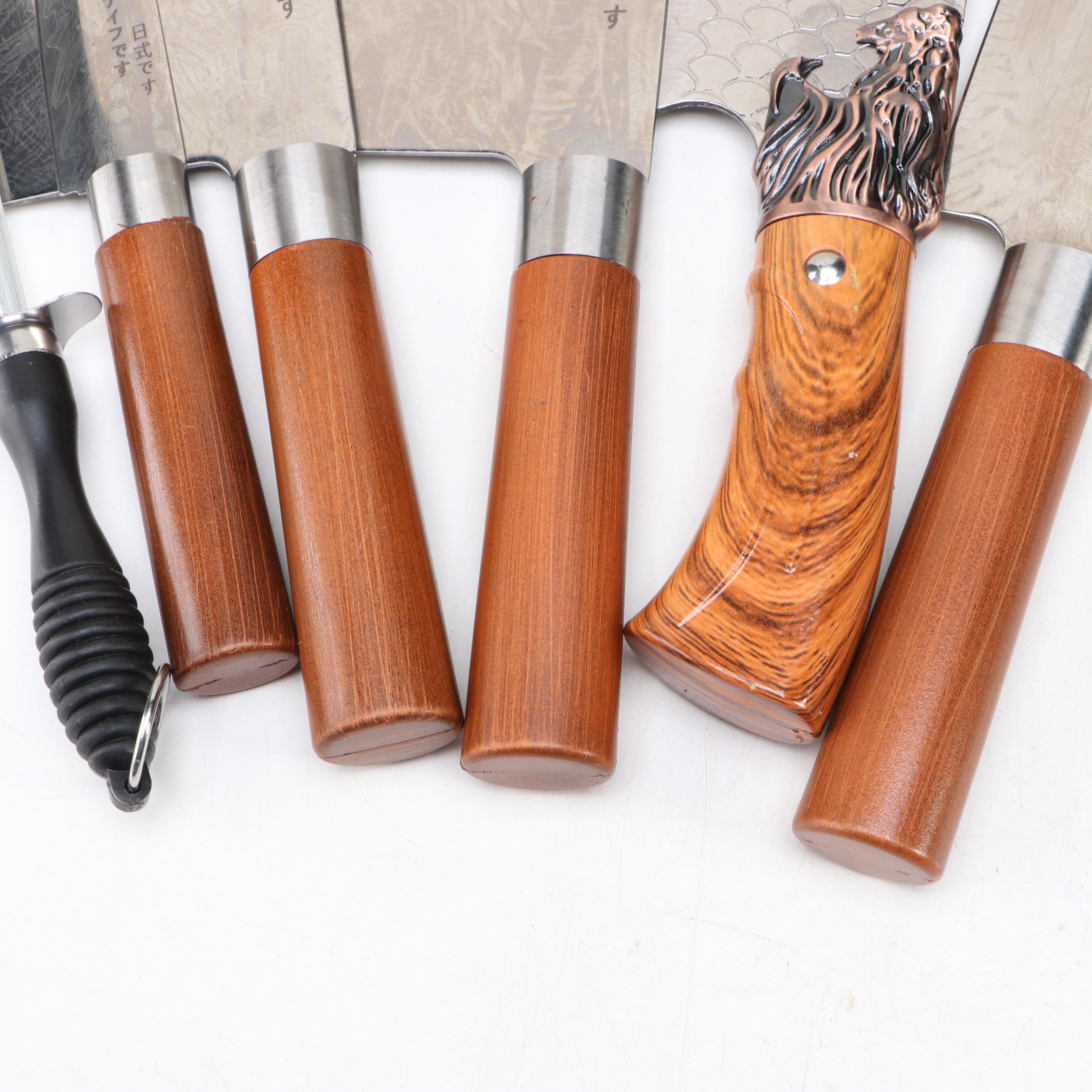 Japanese Style Etched Stainless Steel Chef's Knives