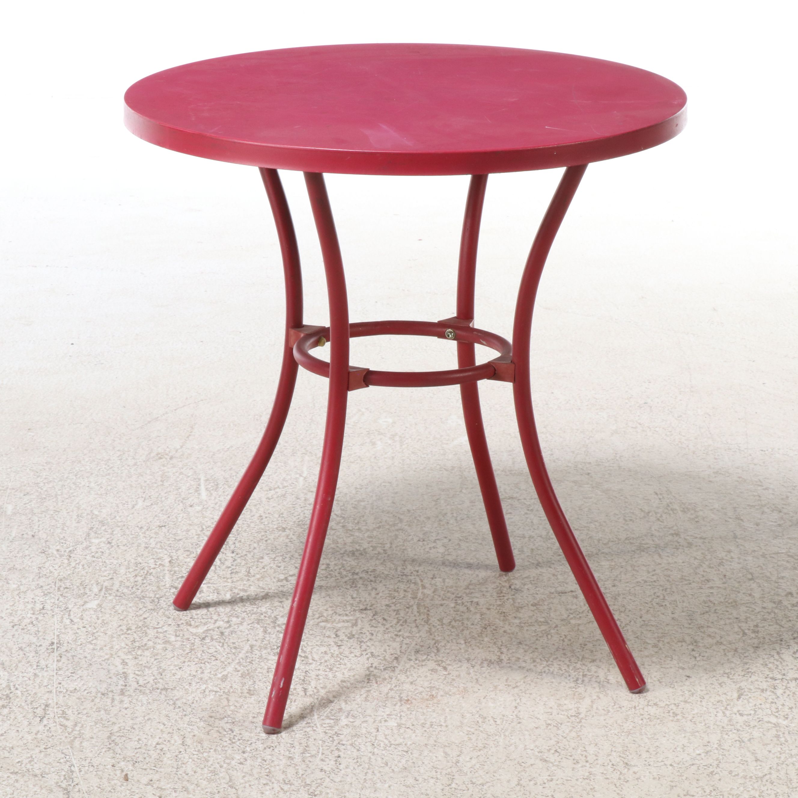 Red Powder Coated Metal Bistro Table and Chairs