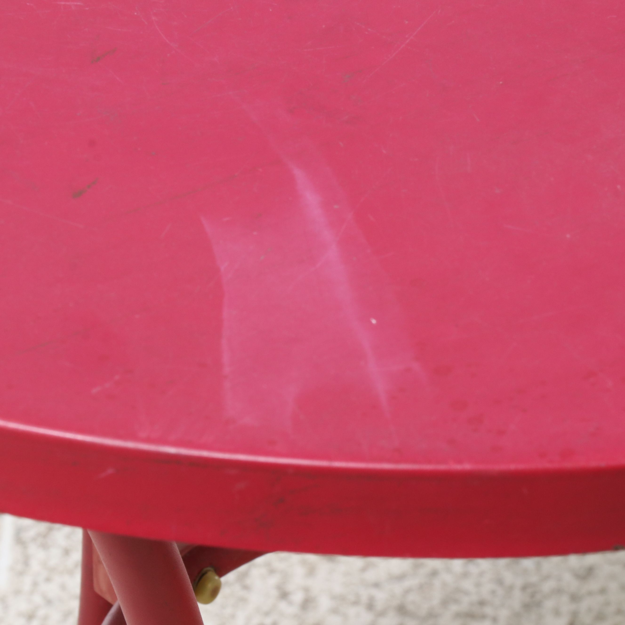 Red Powder Coated Metal Bistro Table and Chairs
