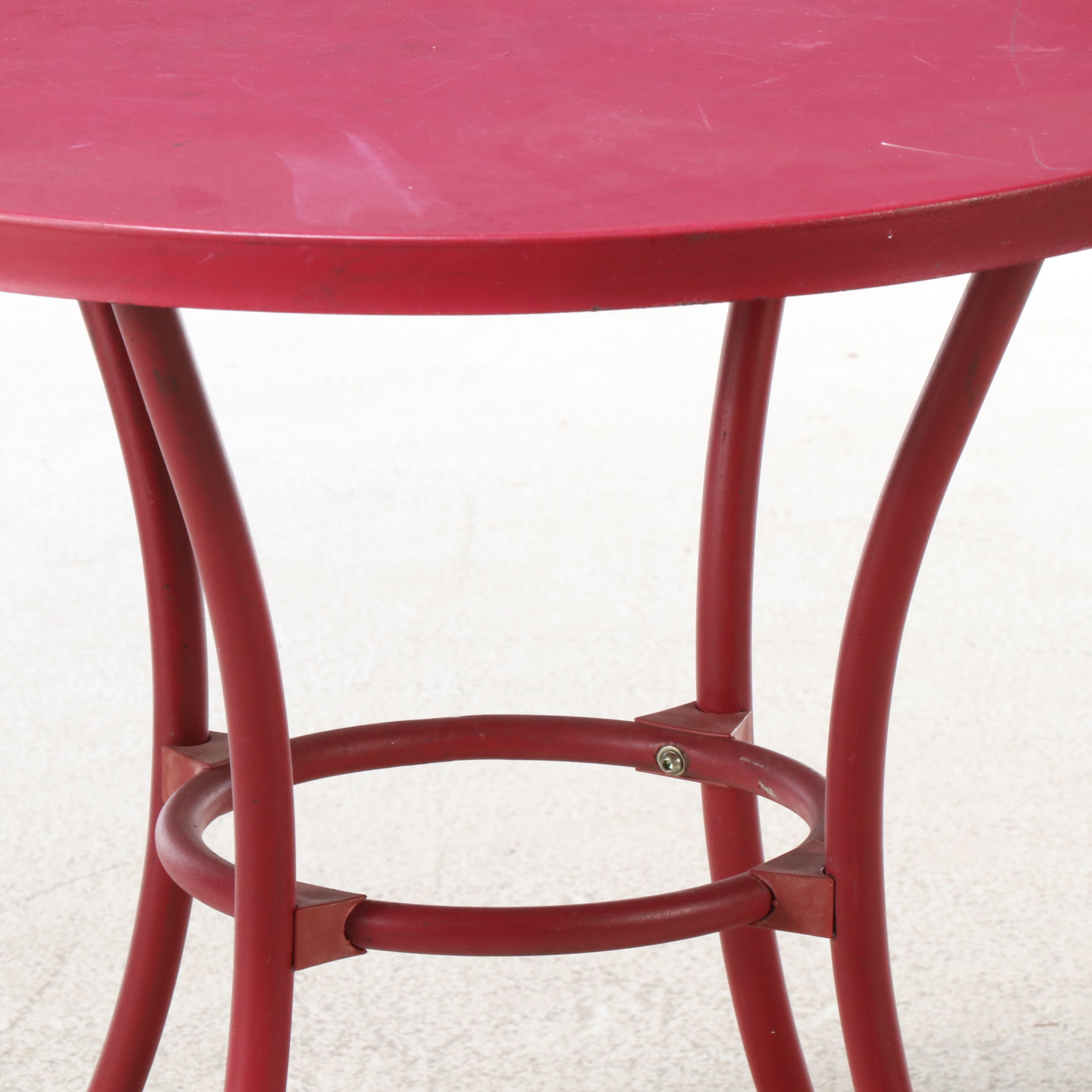 Red Powder Coated Metal Bistro Table and Chairs