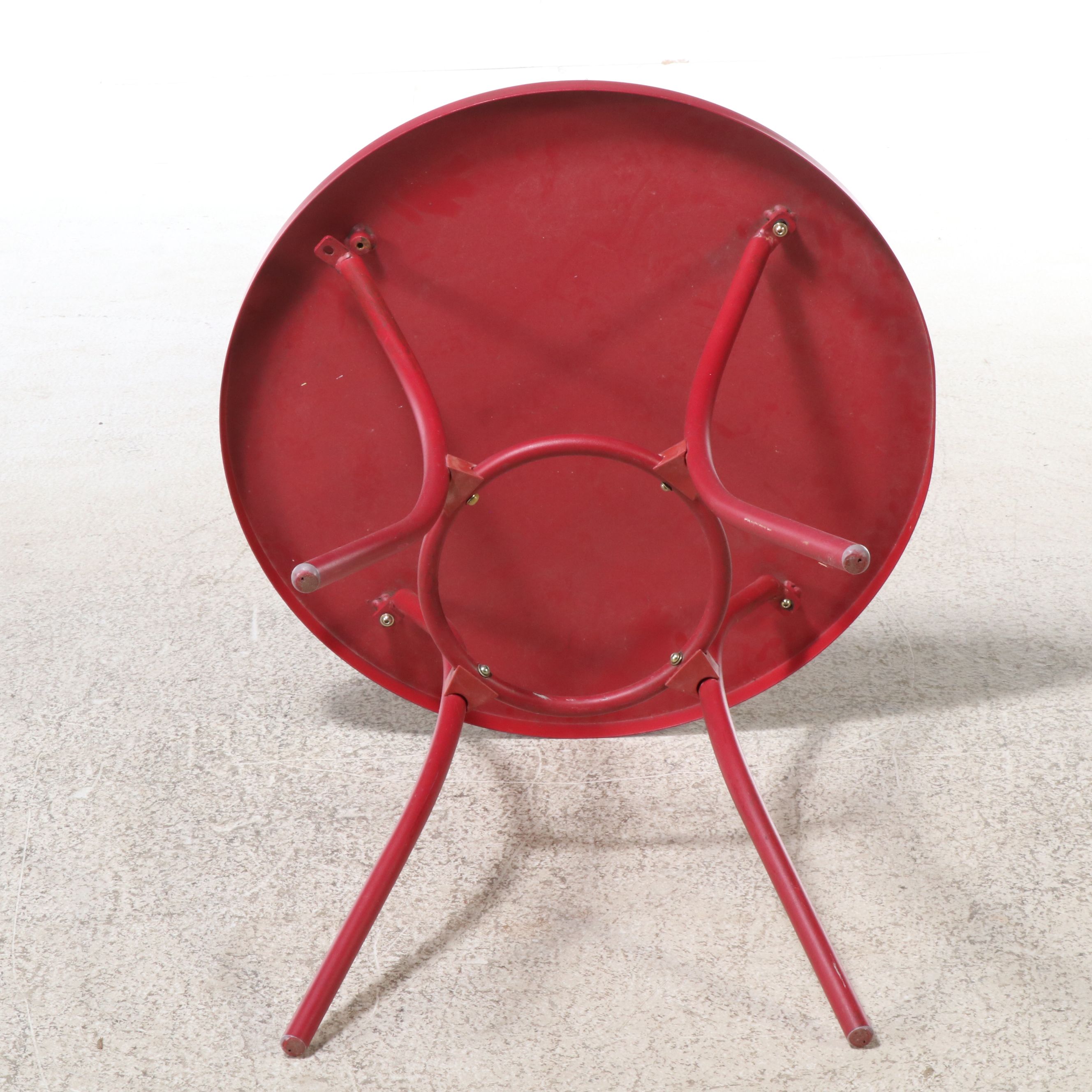 Red Powder Coated Metal Bistro Table and Chairs
