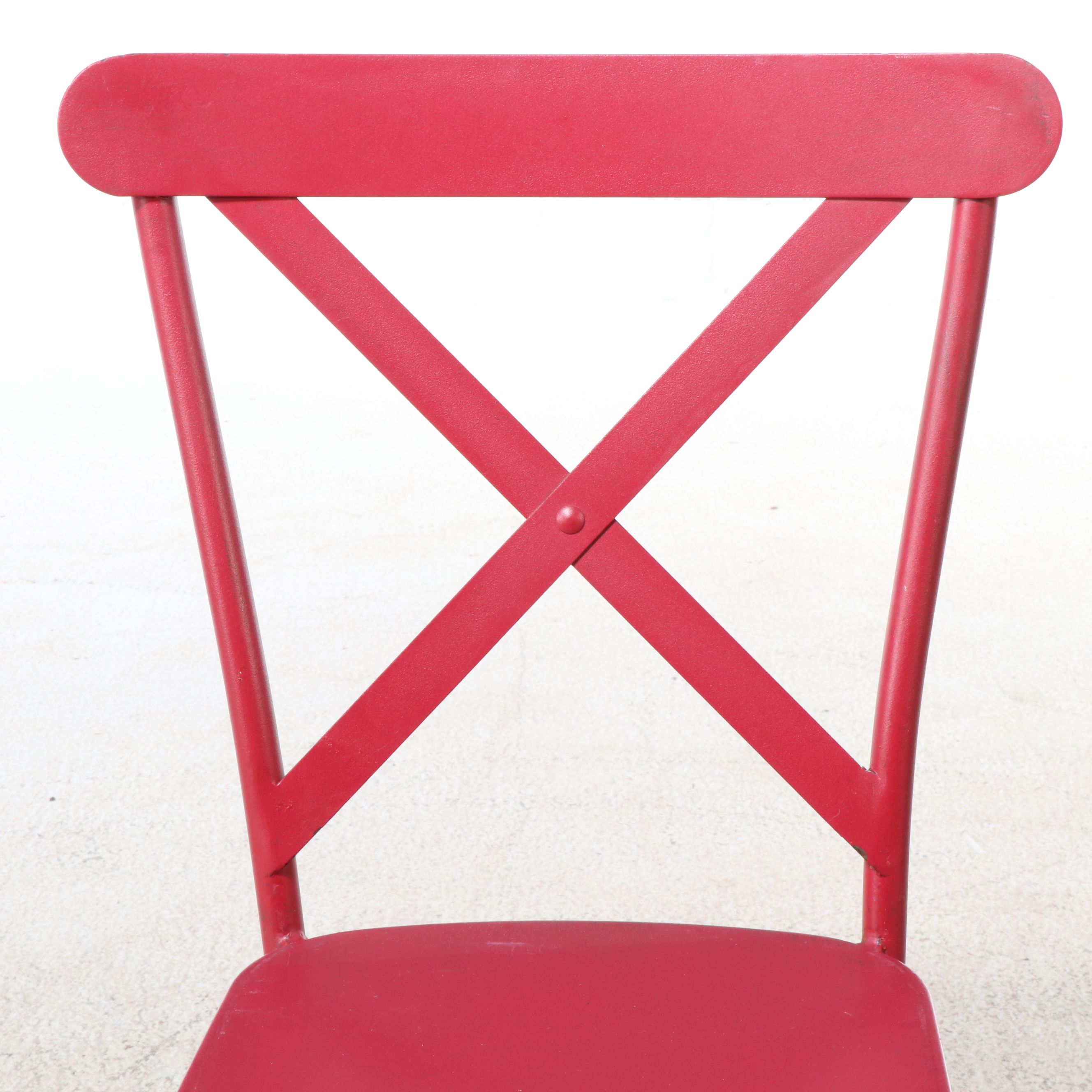 Red Powder Coated Metal Bistro Table and Chairs