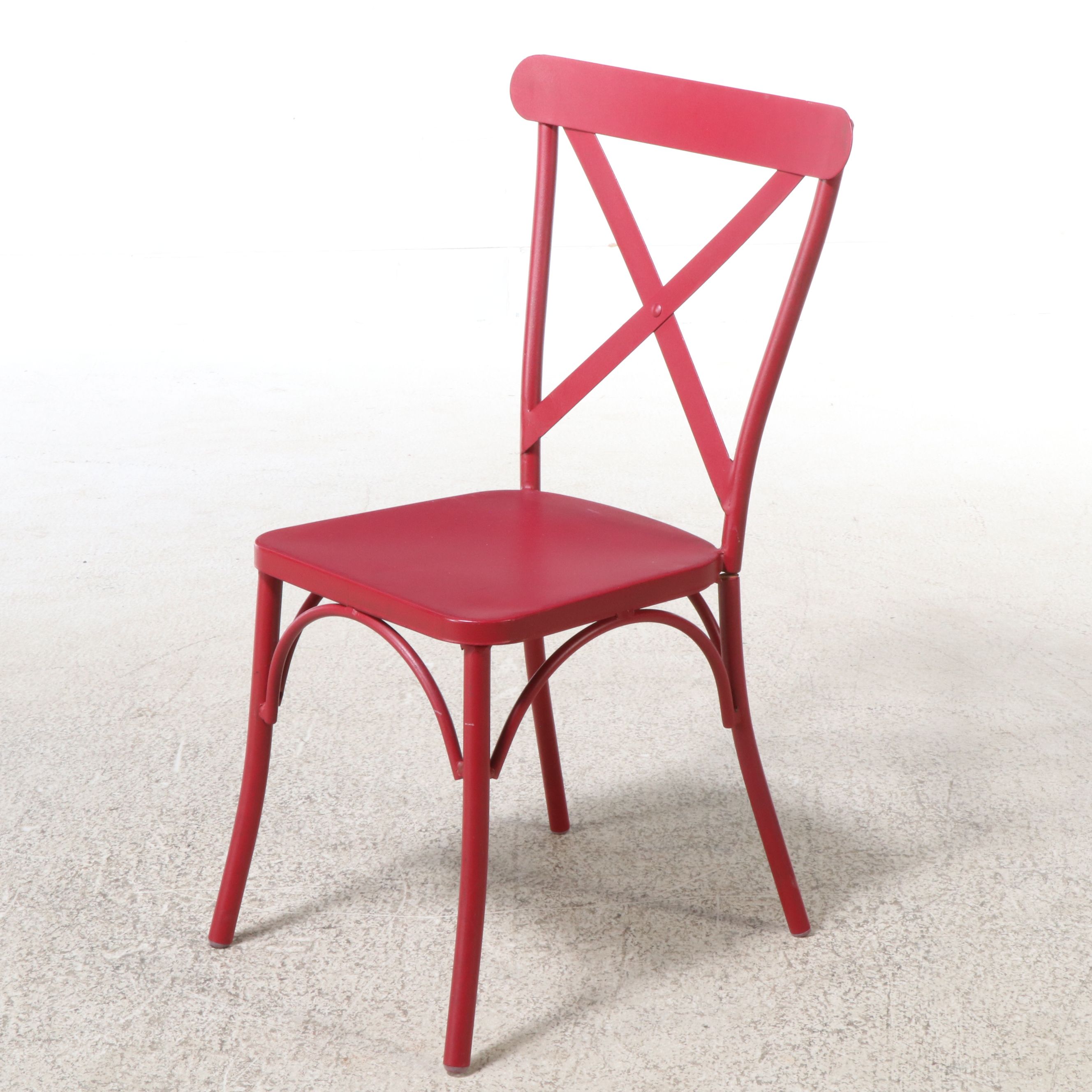 Red Powder Coated Metal Bistro Table and Chairs