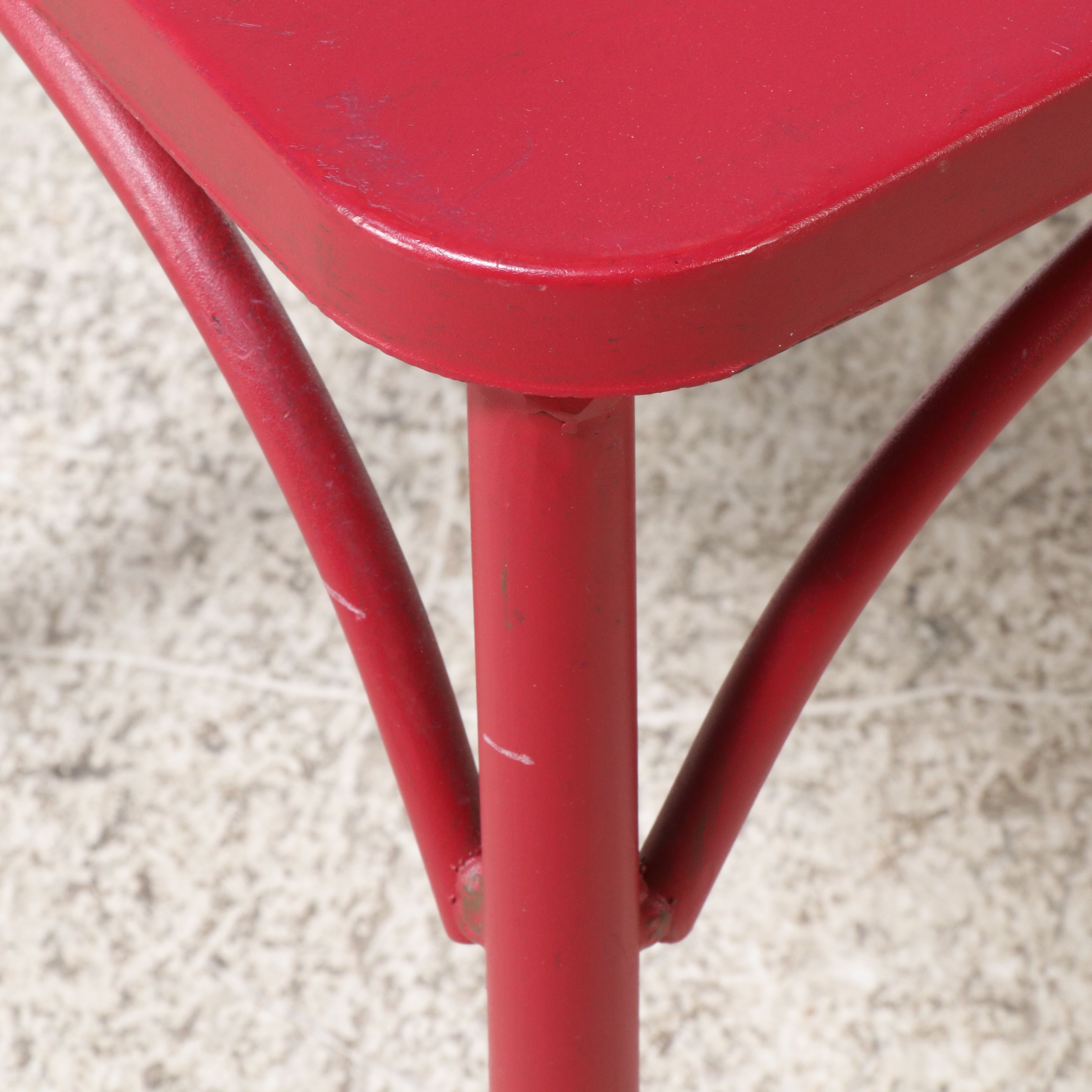 Red Powder Coated Metal Bistro Table and Chairs