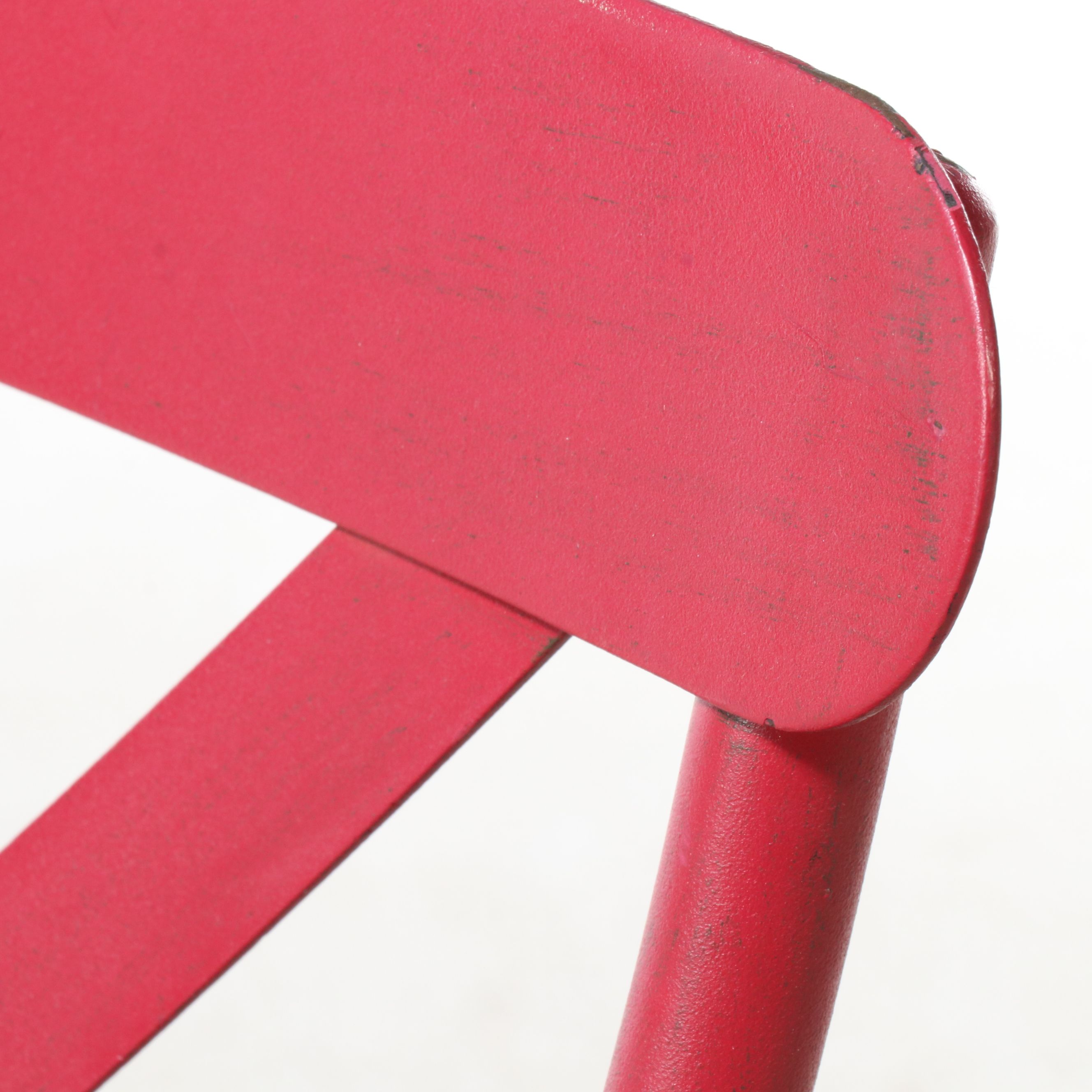 Red Powder Coated Metal Bistro Table and Chairs