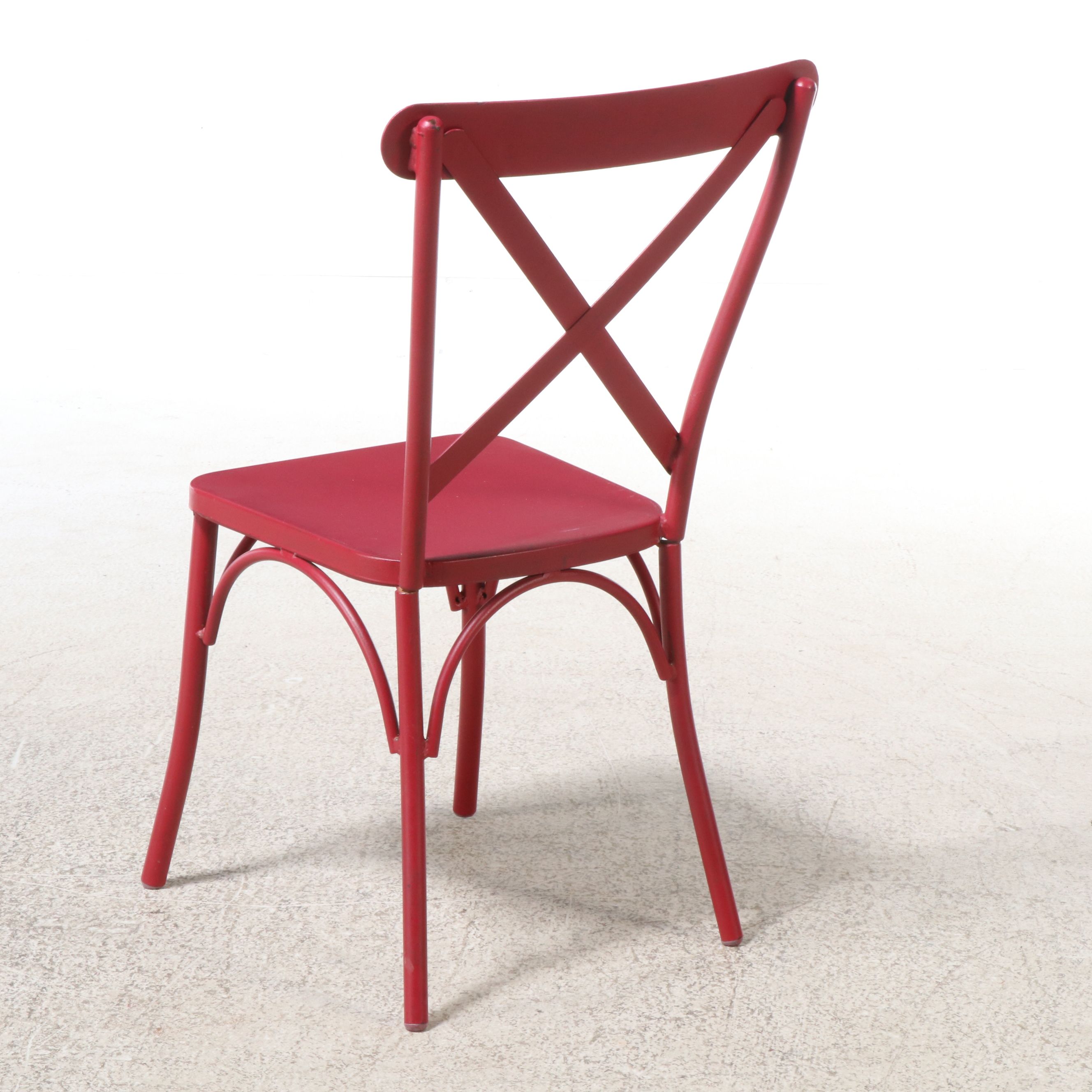 Red Powder Coated Metal Bistro Table and Chairs