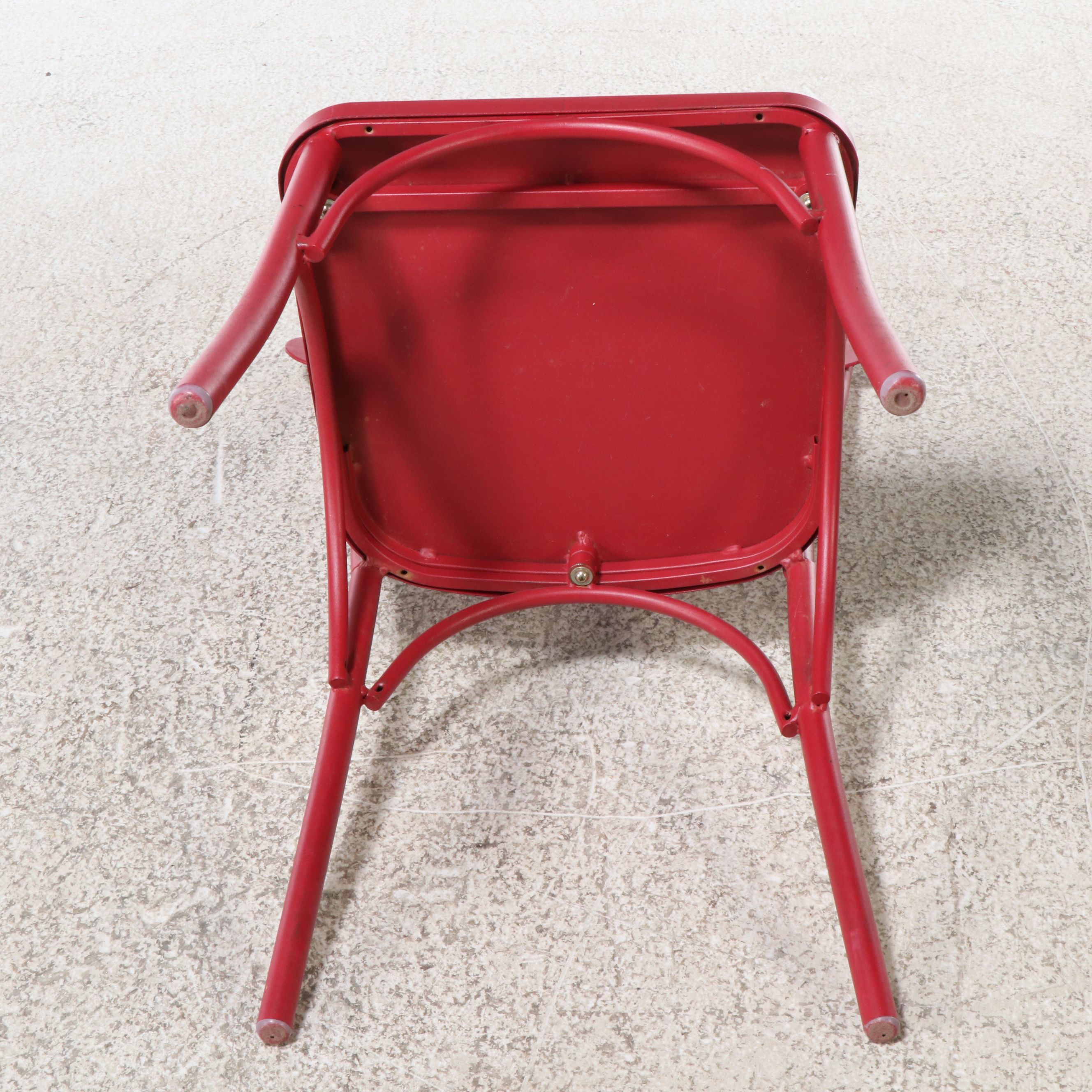 Red Powder Coated Metal Bistro Table and Chairs