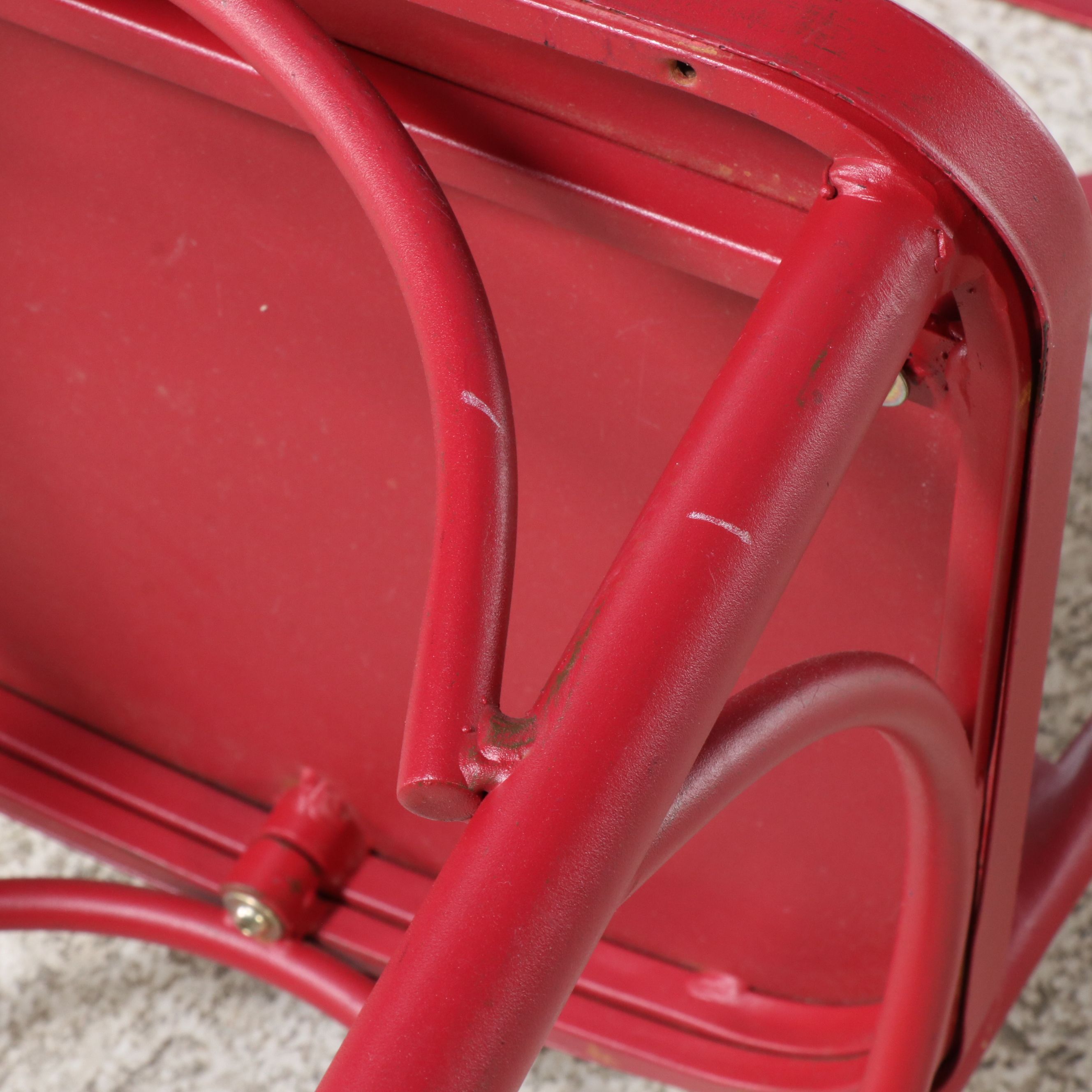 Red Powder Coated Metal Bistro Table and Chairs