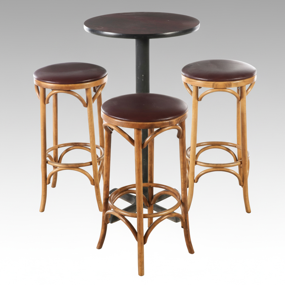 M. Deitz and Sons Bar Height Table with Bentwood Barstools