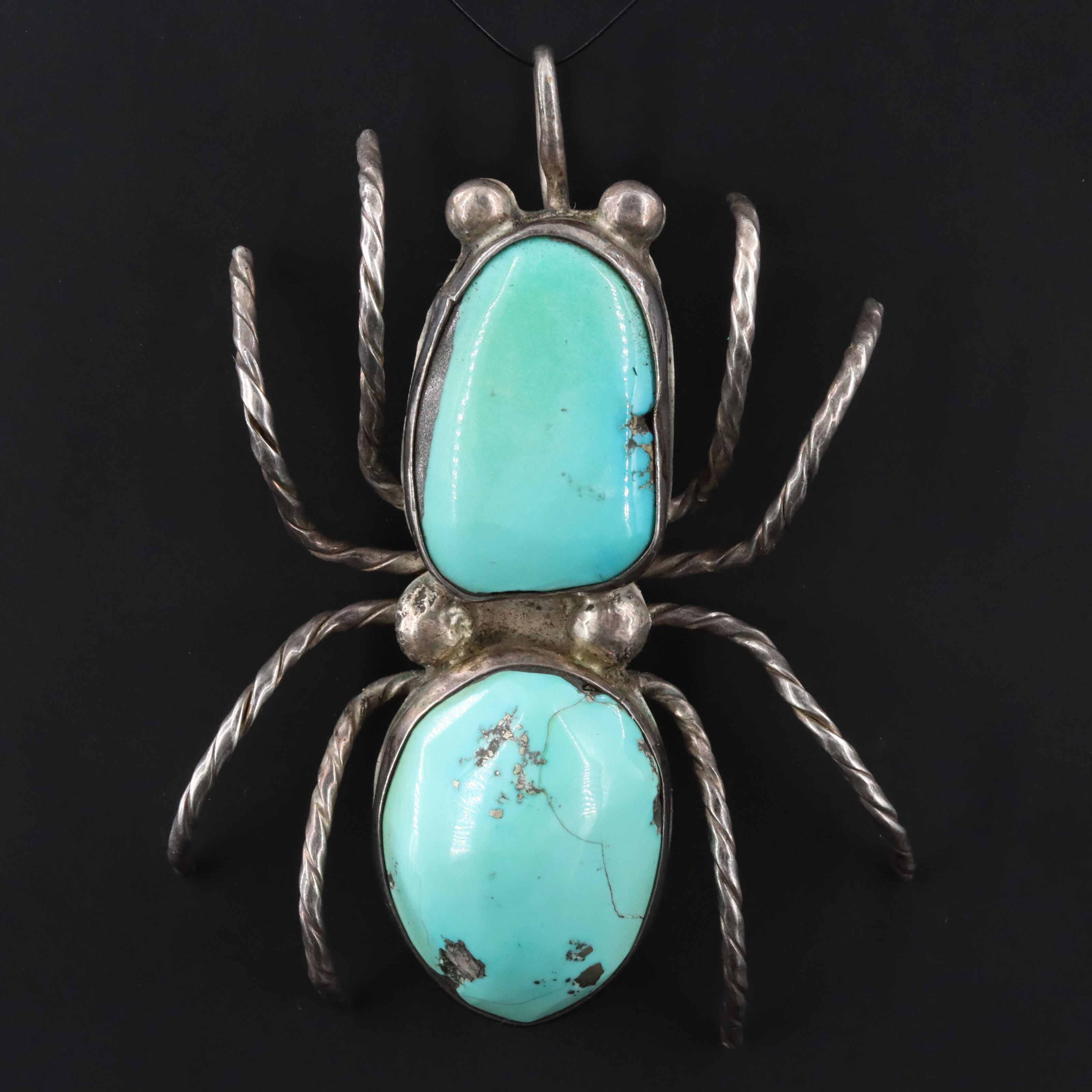 Southwestern Sterling Turquoise Spider Pendant