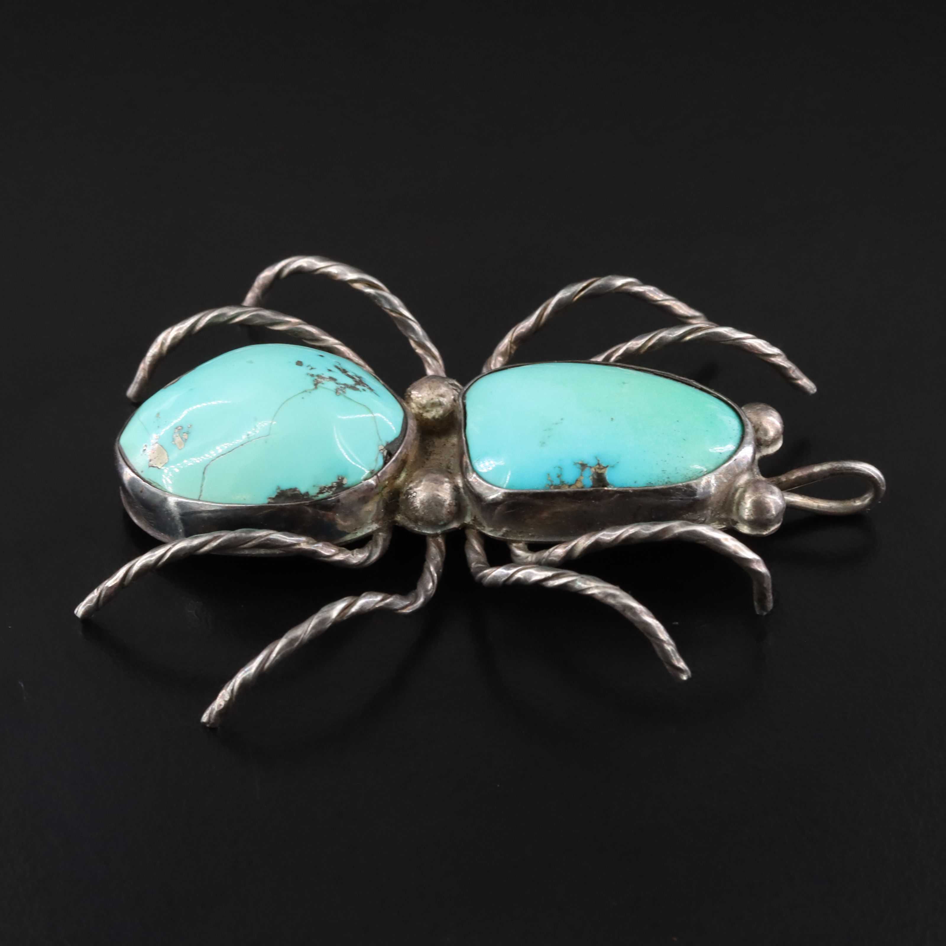 Southwestern Sterling Turquoise Spider Pendant