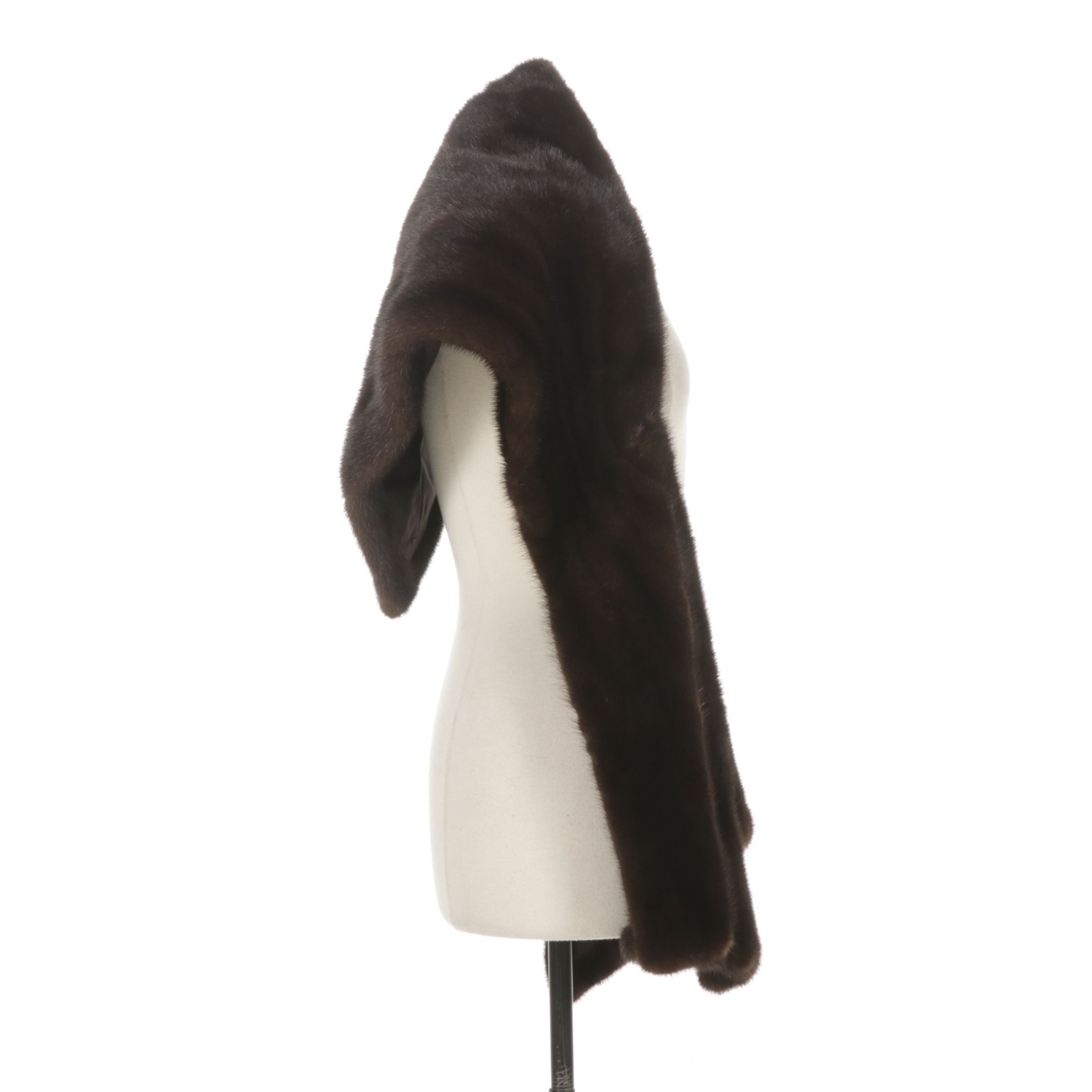 I. Magnin Black Diamond Band Mink Fur Stole, 1980s