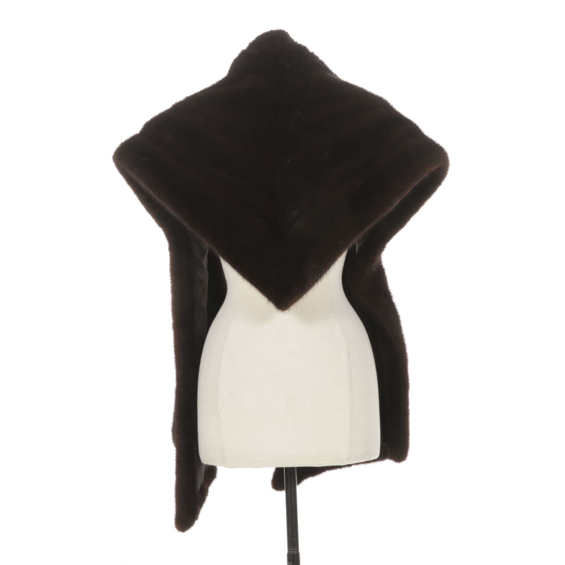 I. Magnin Black Diamond Band Mink Fur Stole, 1980s