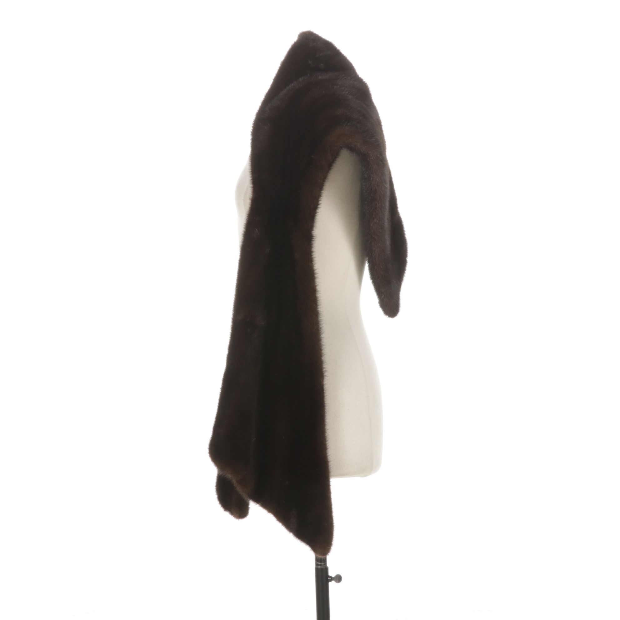 I. Magnin Black Diamond Band Mink Fur Stole, 1980s