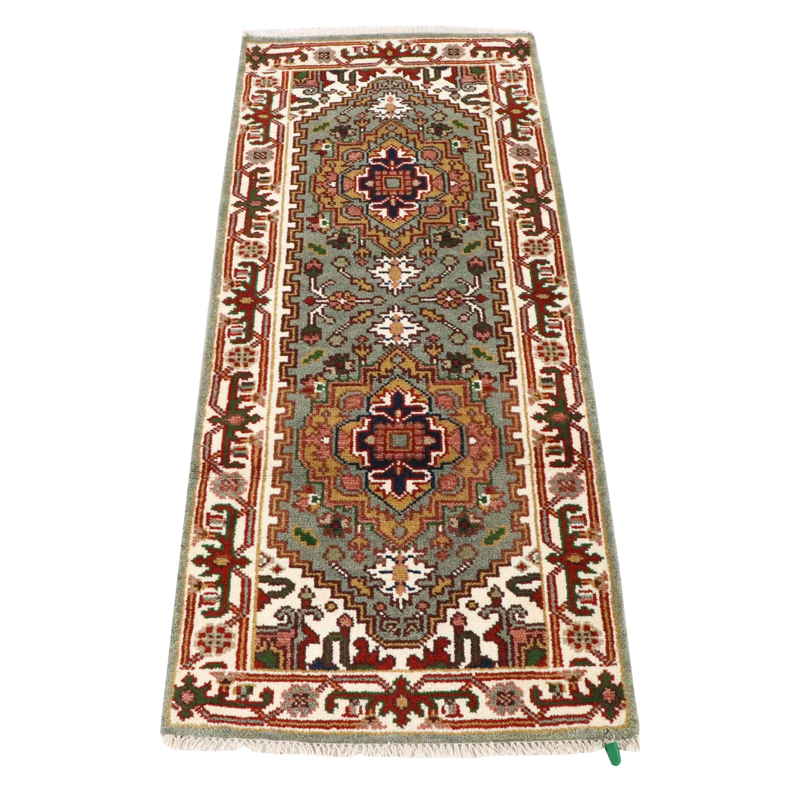 2'7 x 6'1 Hand-Knotted Indo-Persian Serapi Carpet Runner