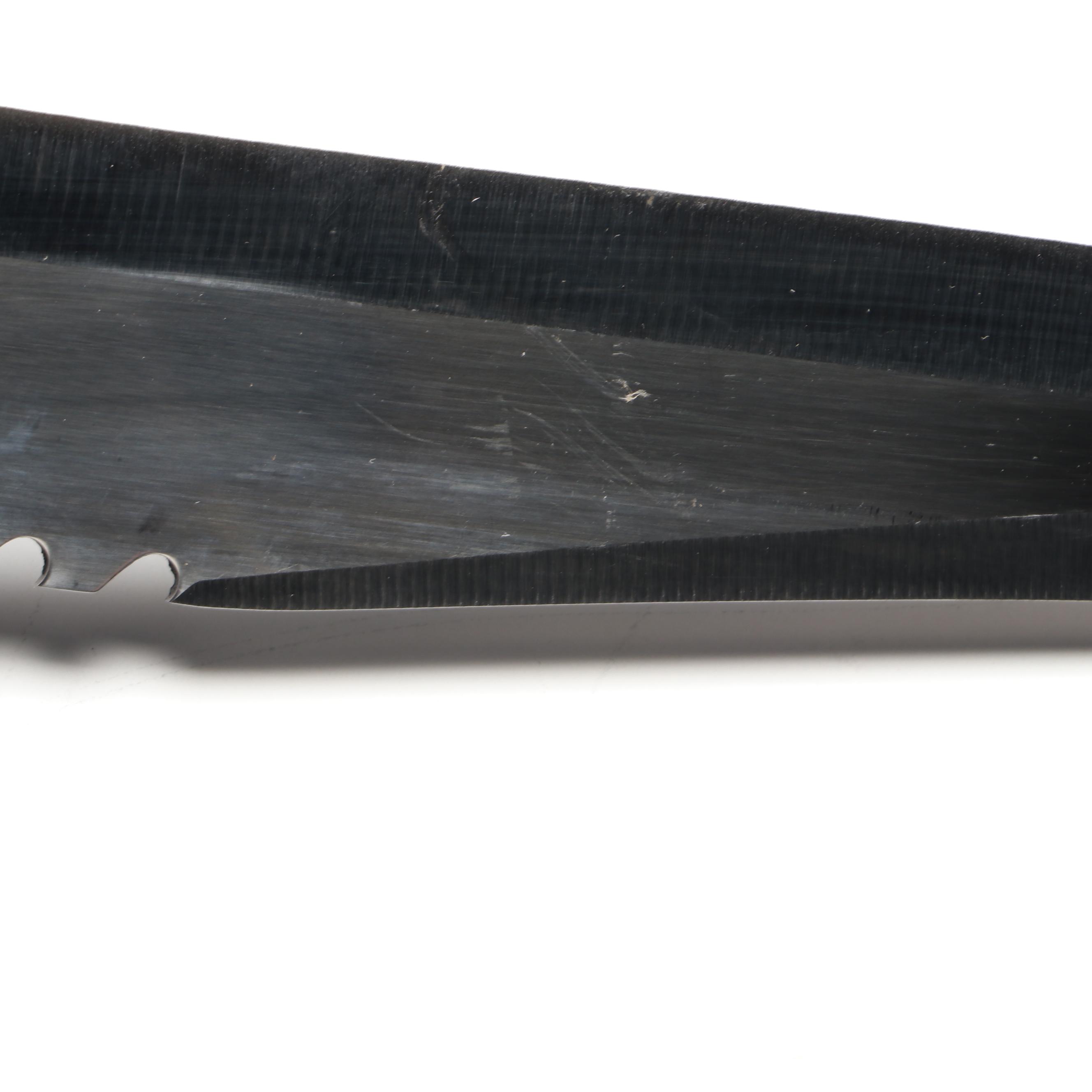 Stainless Steel and Wooden Handle Cross Inlay Bowie Knife