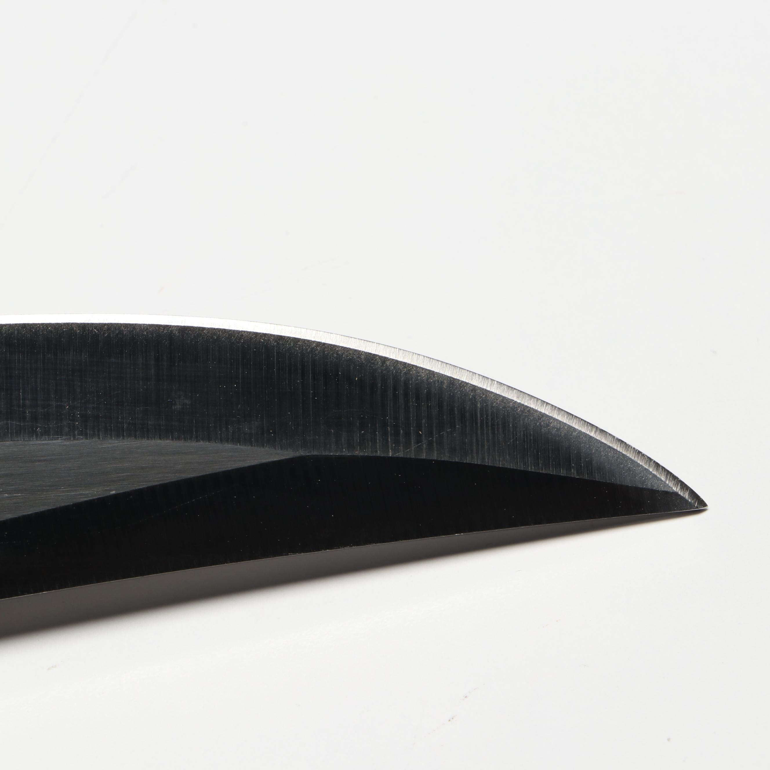 Stainless Steel and Wooden Handle Cross Inlay Bowie Knife