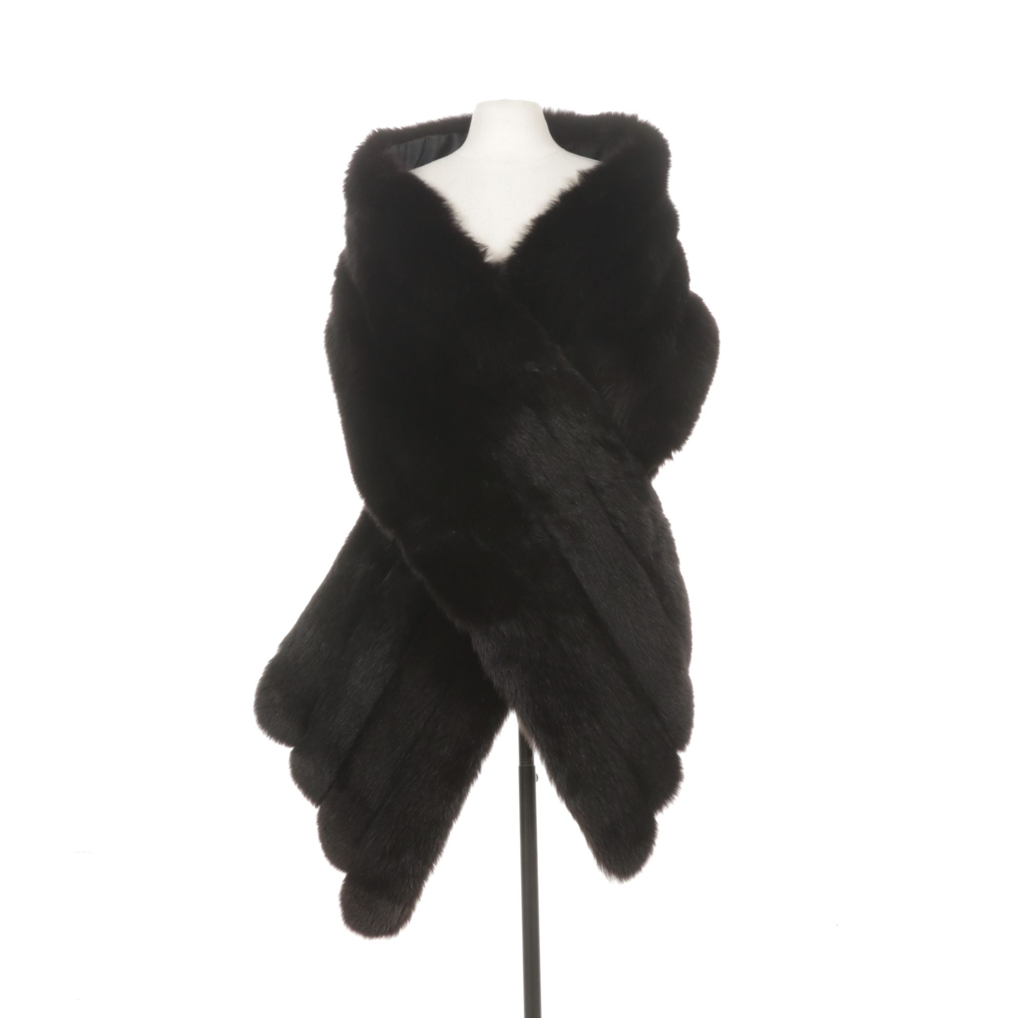 8.5 Ft. Dyed Black Fox Fur Stole by I. Magnin