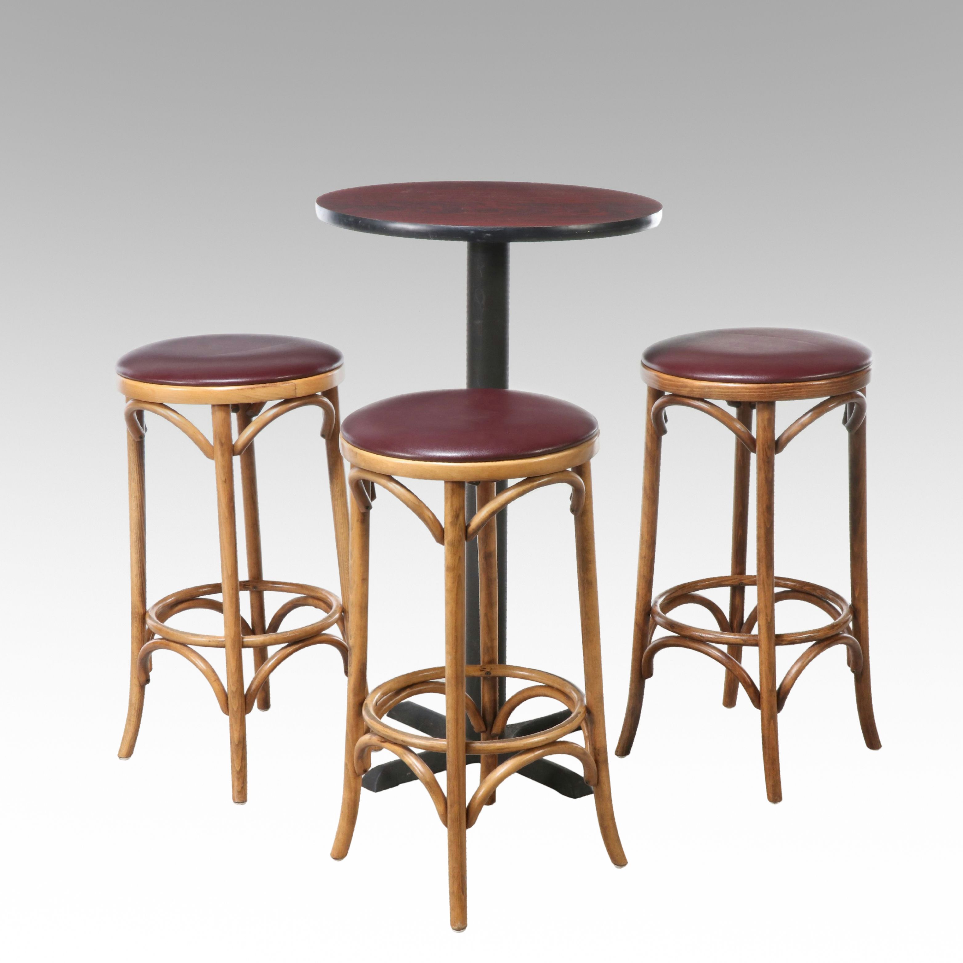 M. Deitz and Sons Bar Height Table with Beech Bentwood Barstools