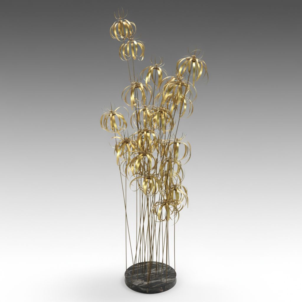 Mid Century Modern Brass Finish Flowers