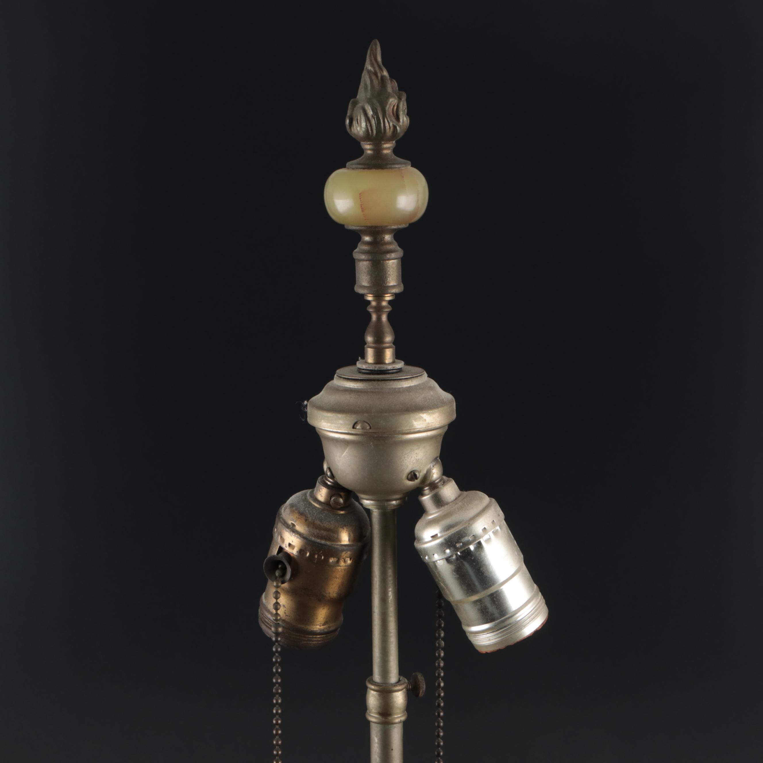 Neoclassical Style Carved Alabaster Table Lamp with Calcite Finial