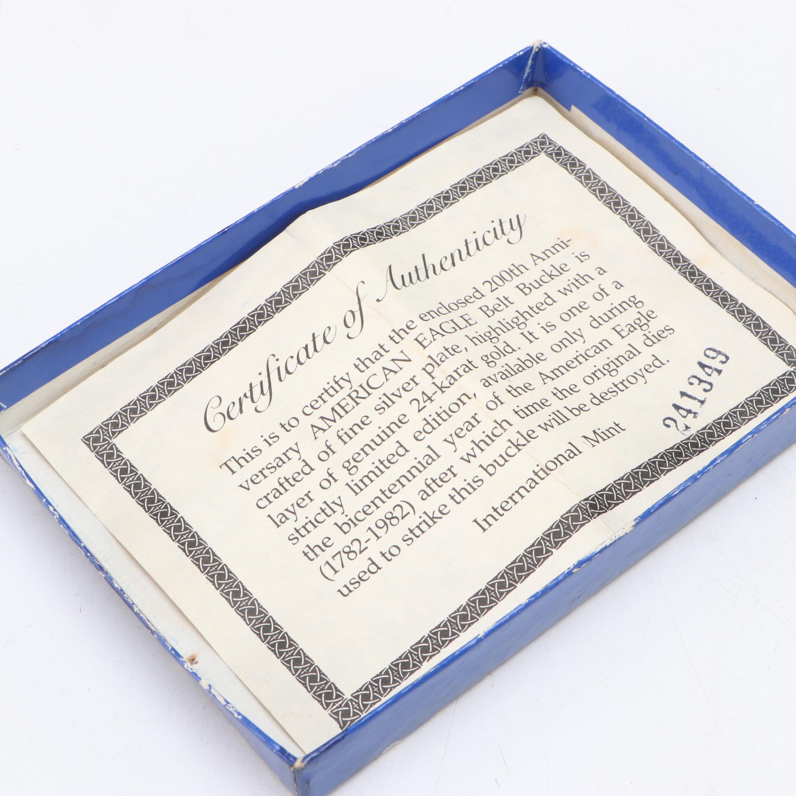 Limited Edition American Eagle Belt Buckle and Other Commemorative Buckle