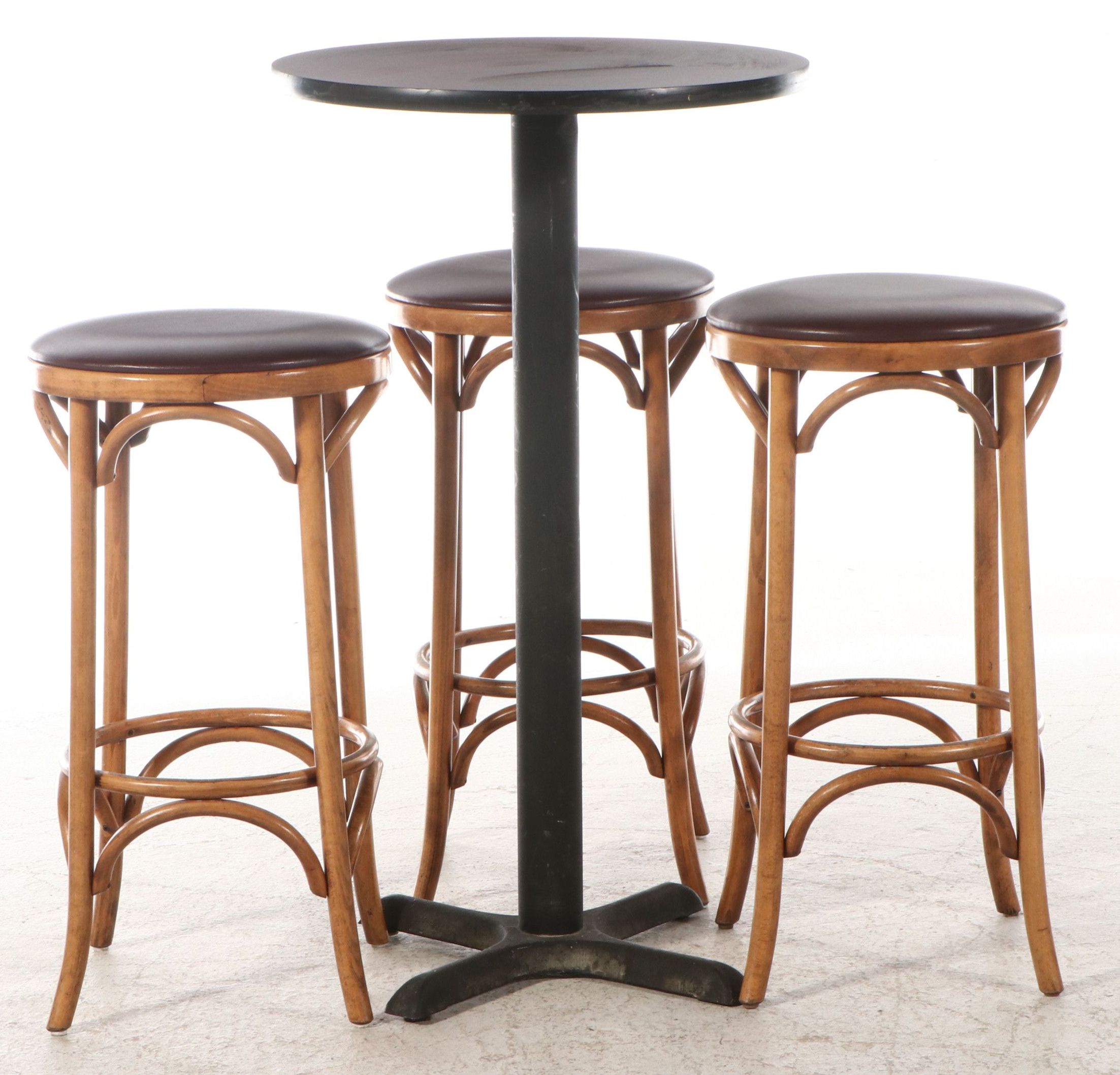 M. Dietz and Sons Bar Height Table with Bentwood Barstools