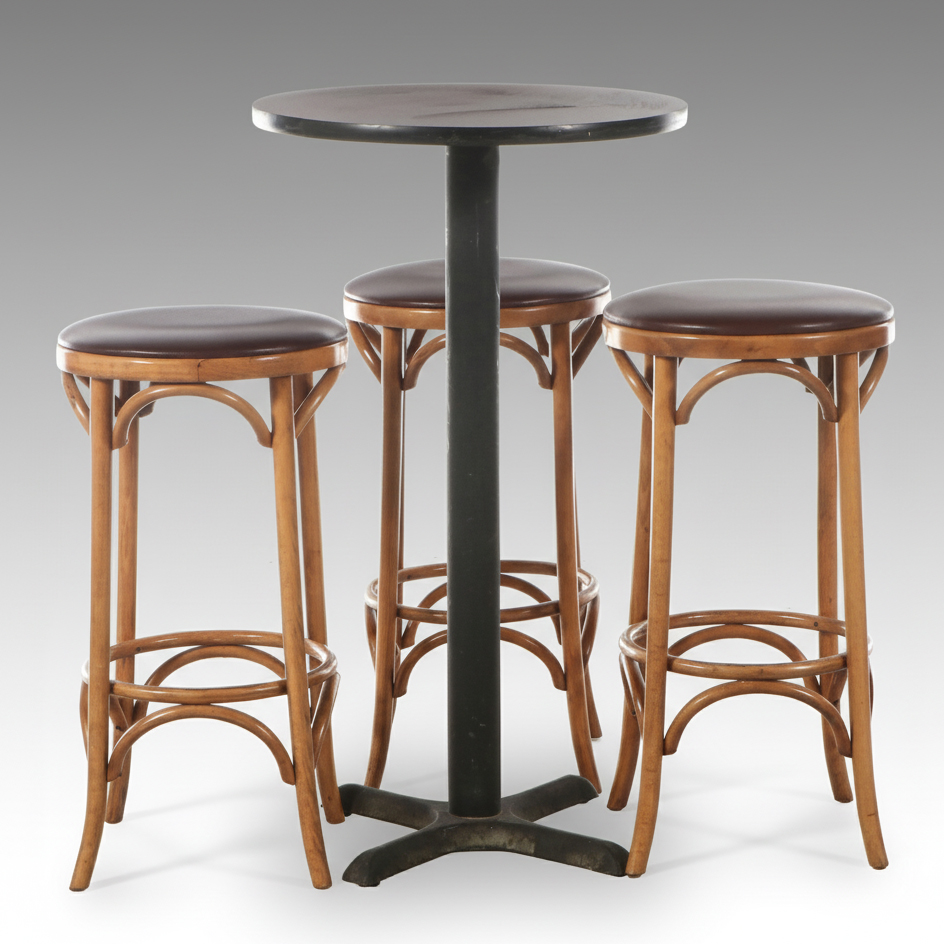 M. Dietz and Sons Bar Height Table with Bentwood Barstools