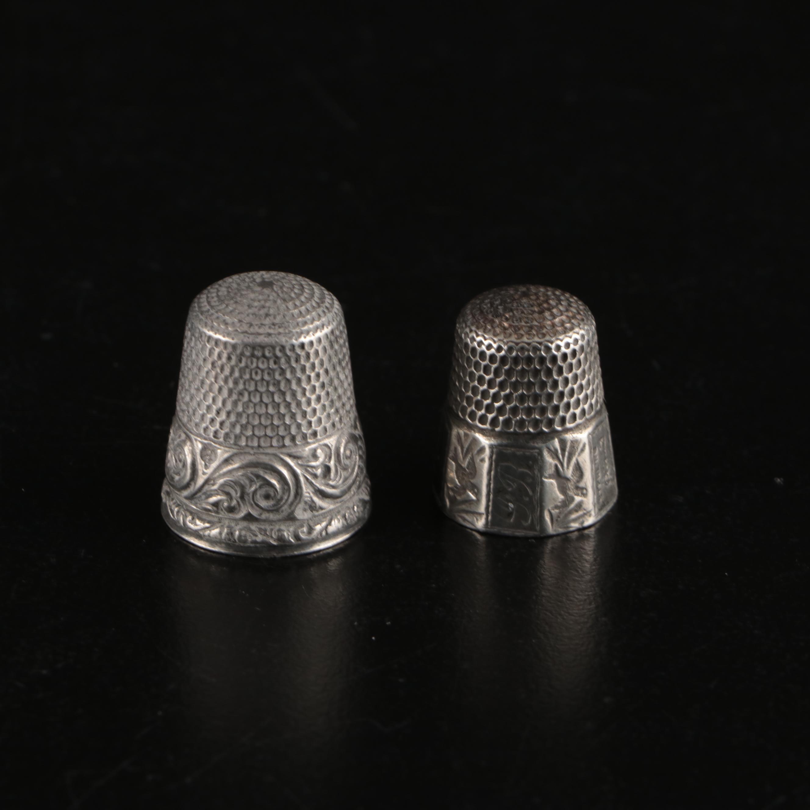 Simons Bros. and Other Embossed and Engraved Sterling Silver Thimbles