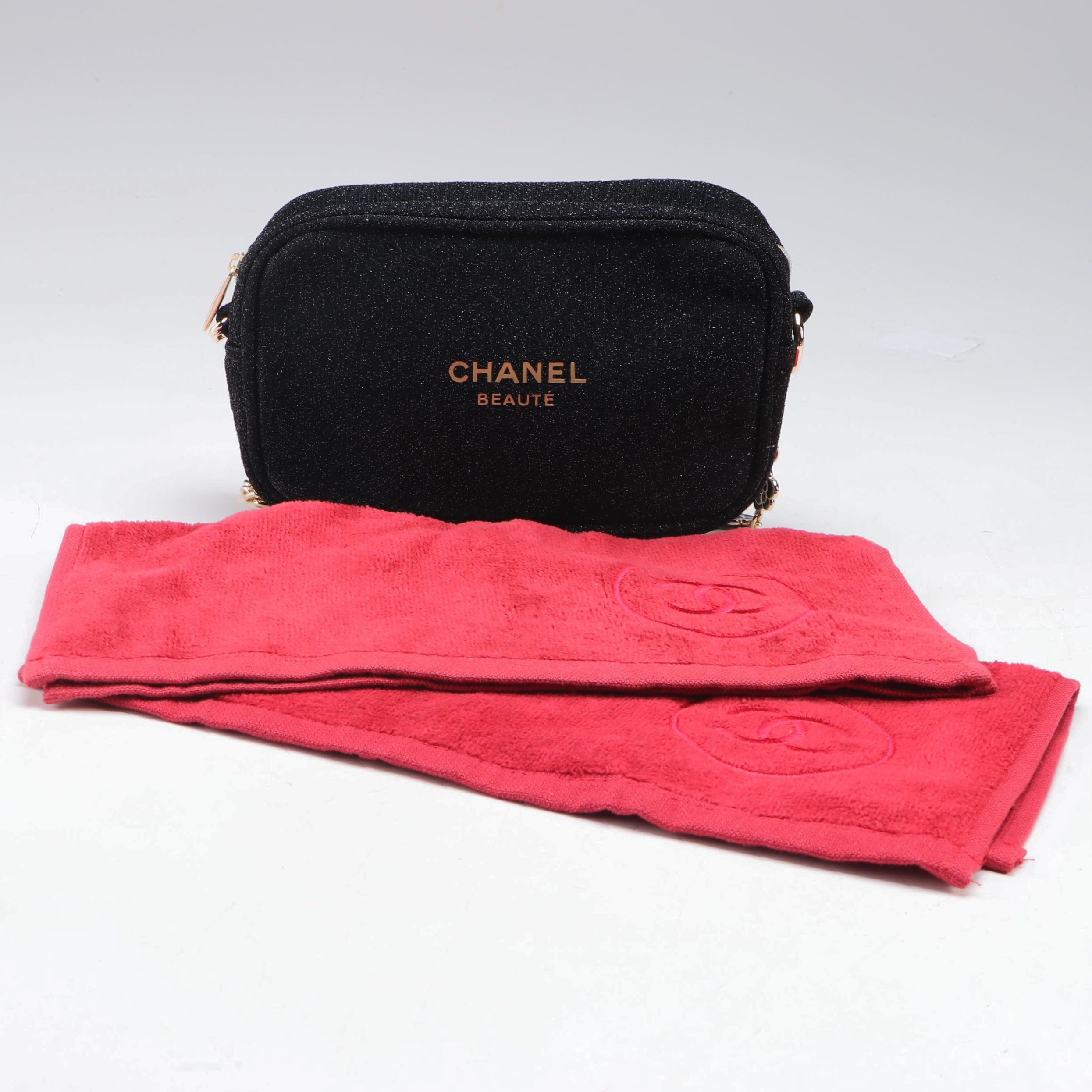 Chanel Beauté Promotional Cosmetic Pouch and Makeup Towels with Box
