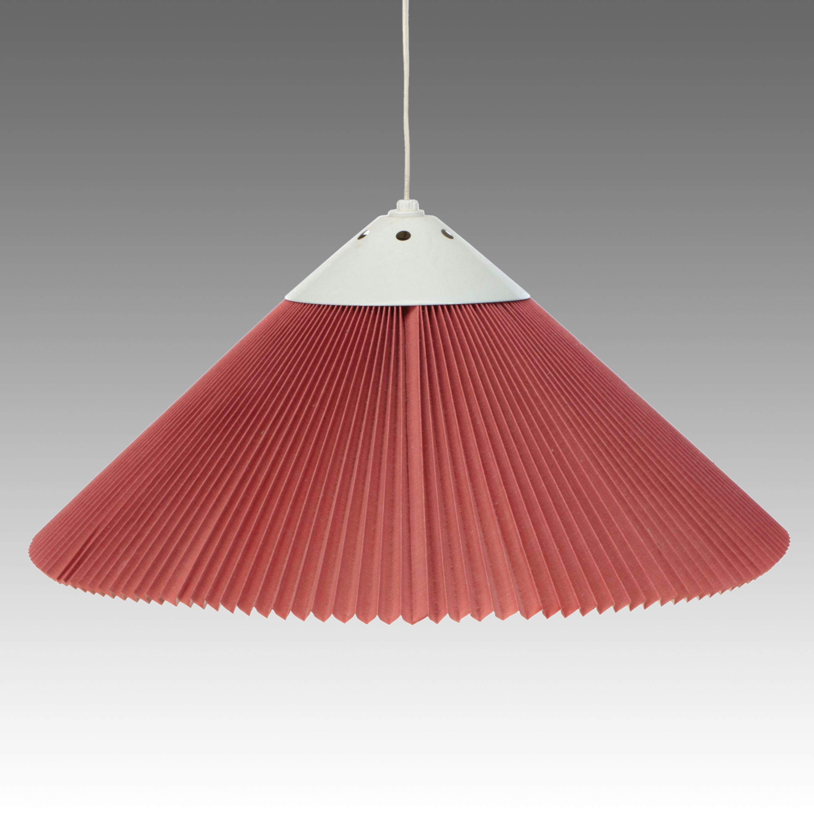 Accordion Pleat Red Fabric Pendant Swag Light
