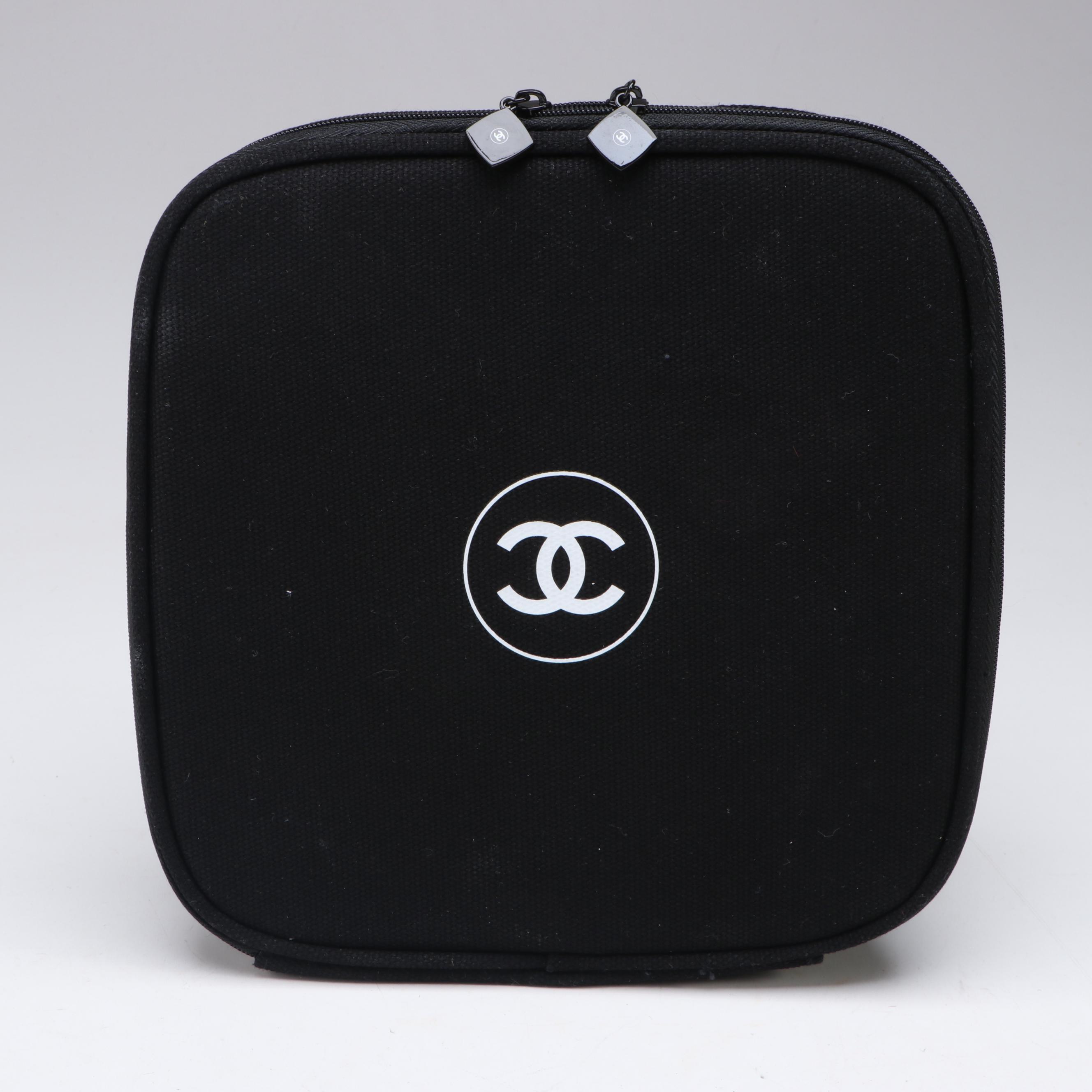 Chanel Beauté Mirrored Zip-Around Makeup Case and Chanel Parfums Mini Handbag