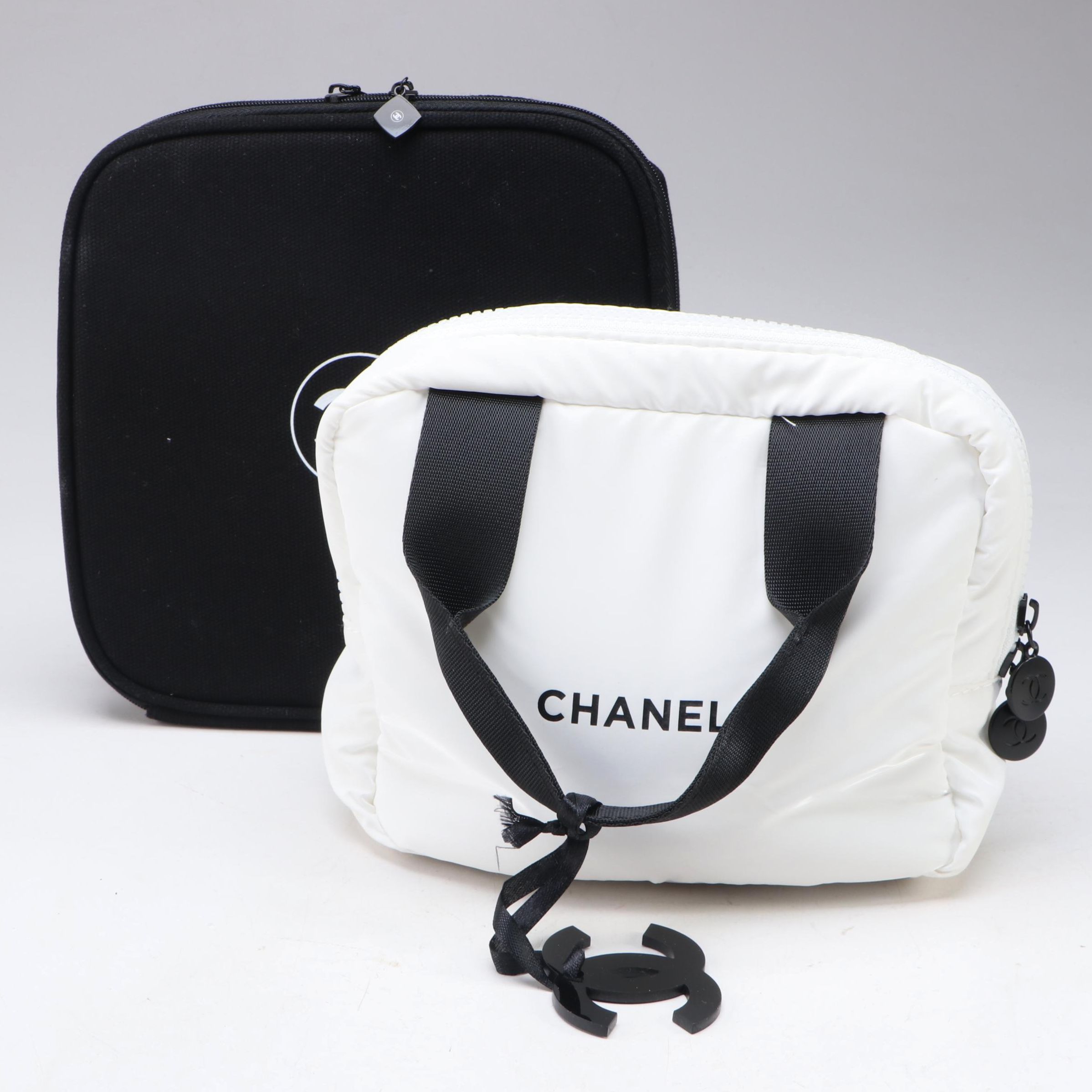 Chanel Beauté Mirrored Zip-Around Makeup Case and Chanel Parfums Mini Handbag