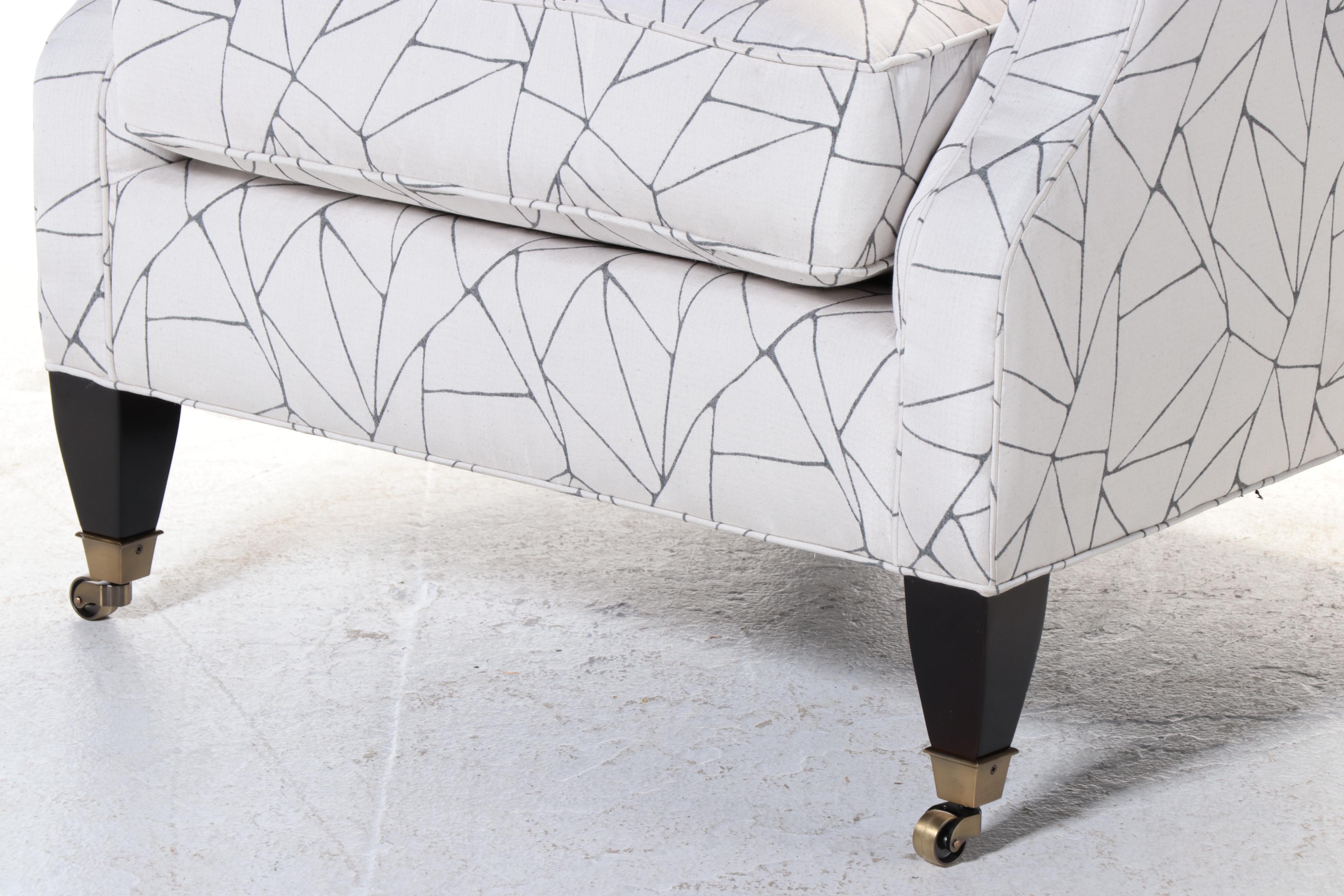 Pair of Contemporary Geometric Fabric Upholstered Armchairs