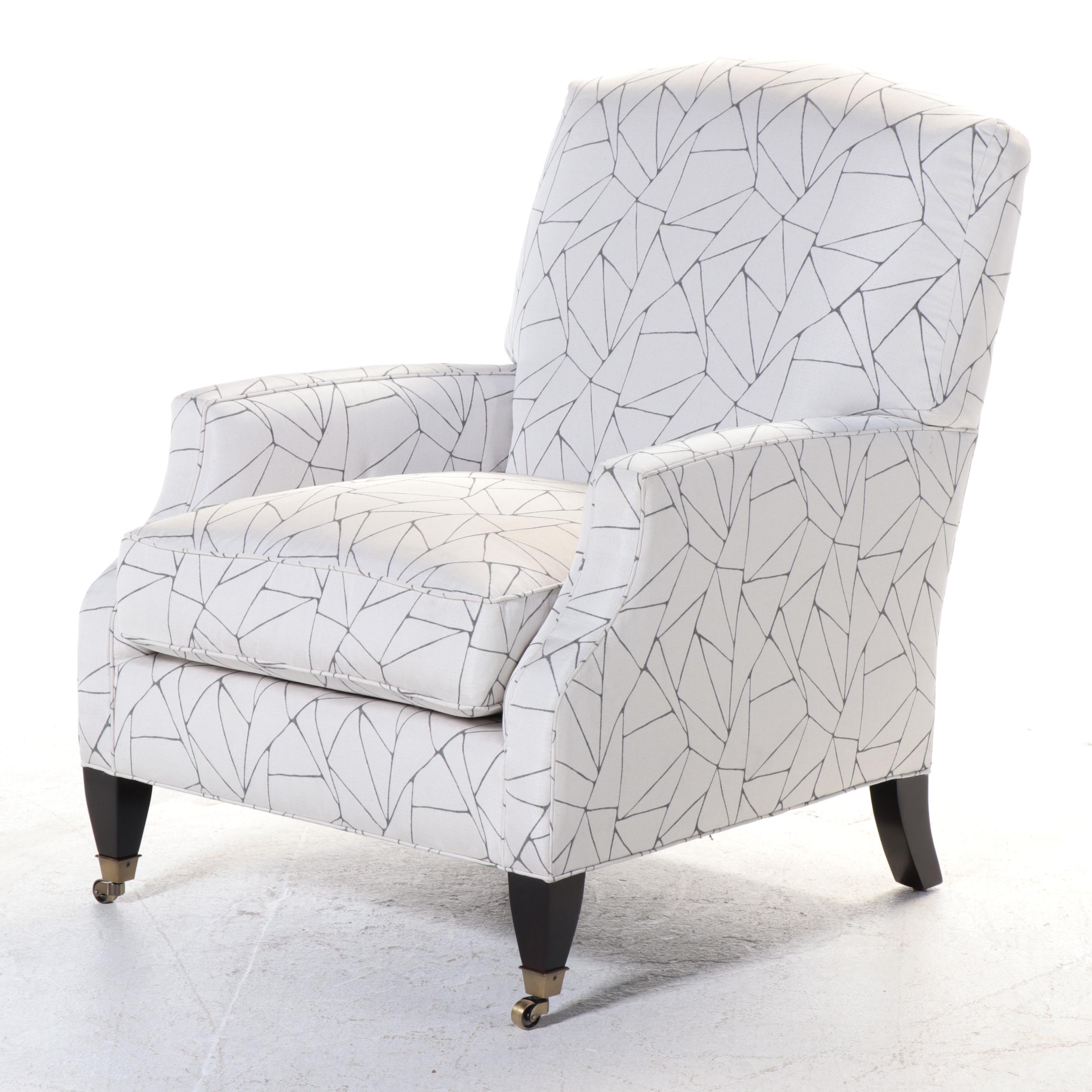 Pair of Contemporary Geometric Fabric Upholstered Armchairs