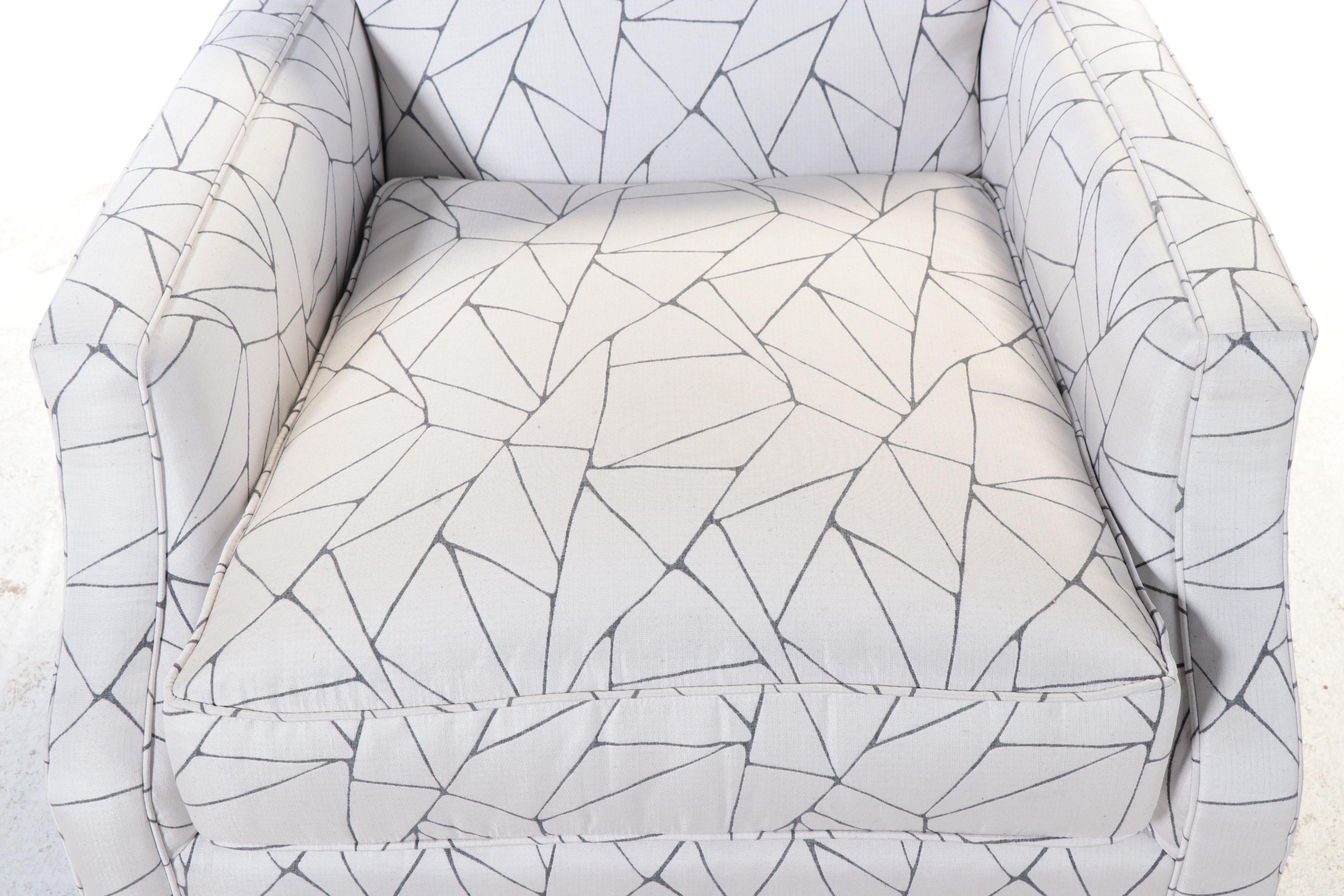 Pair of Contemporary Geometric Fabric Upholstered Armchairs