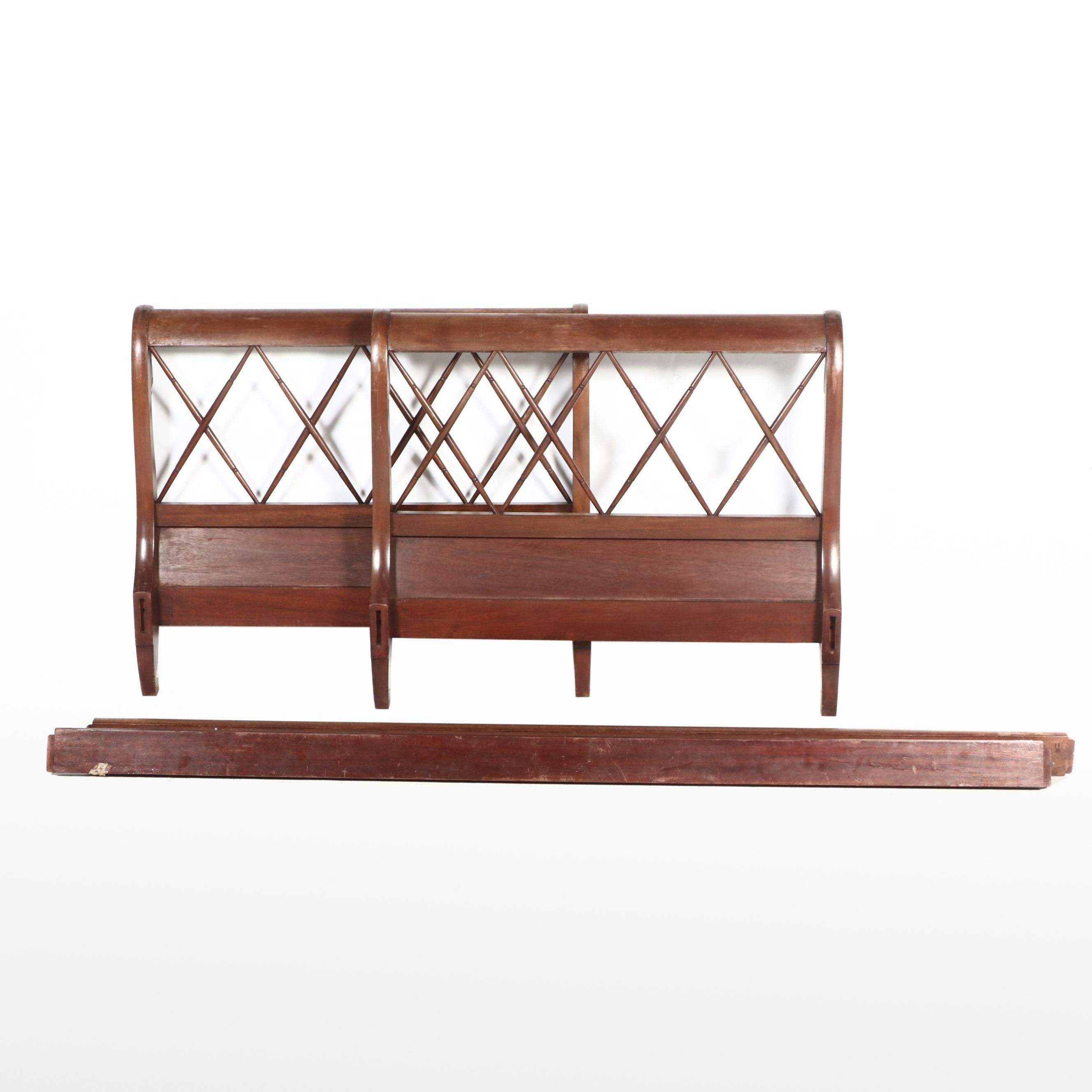Regency Style Mahogany Swan Neck Sleigh Bed Frame