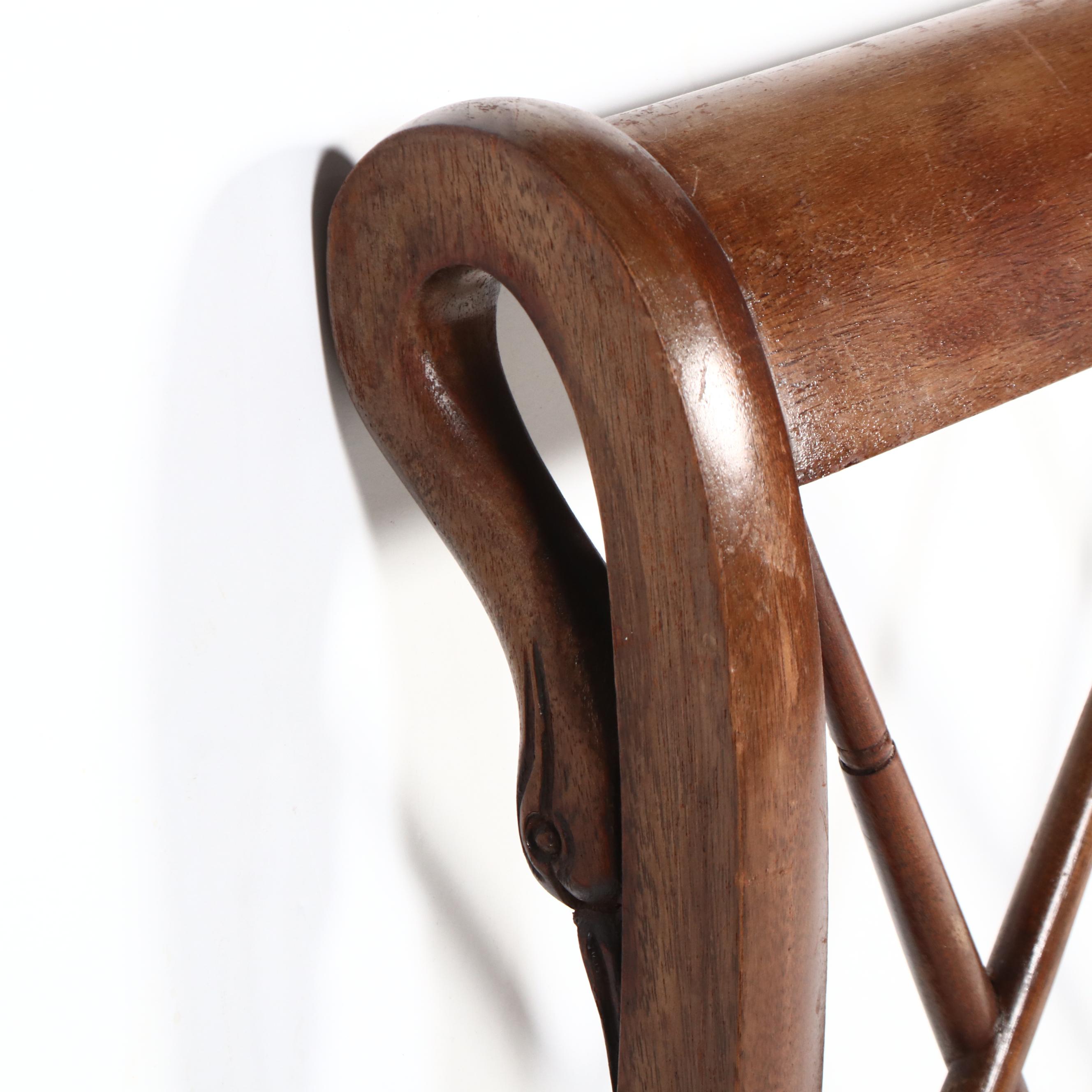 Regency Style Mahogany Swan Neck Sleigh Bed Frame