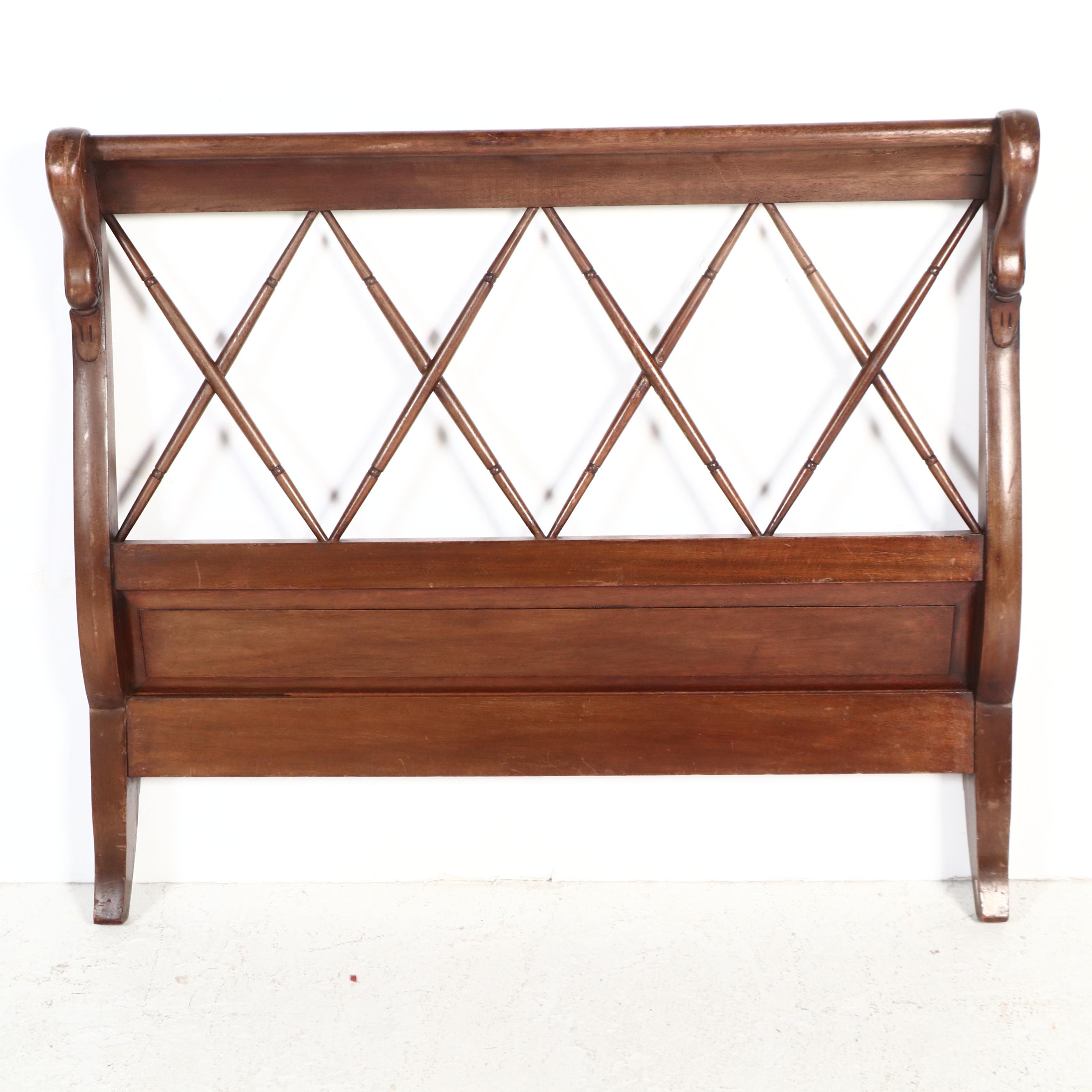 Regency Style Mahogany Swan Neck Sleigh Bed Frame