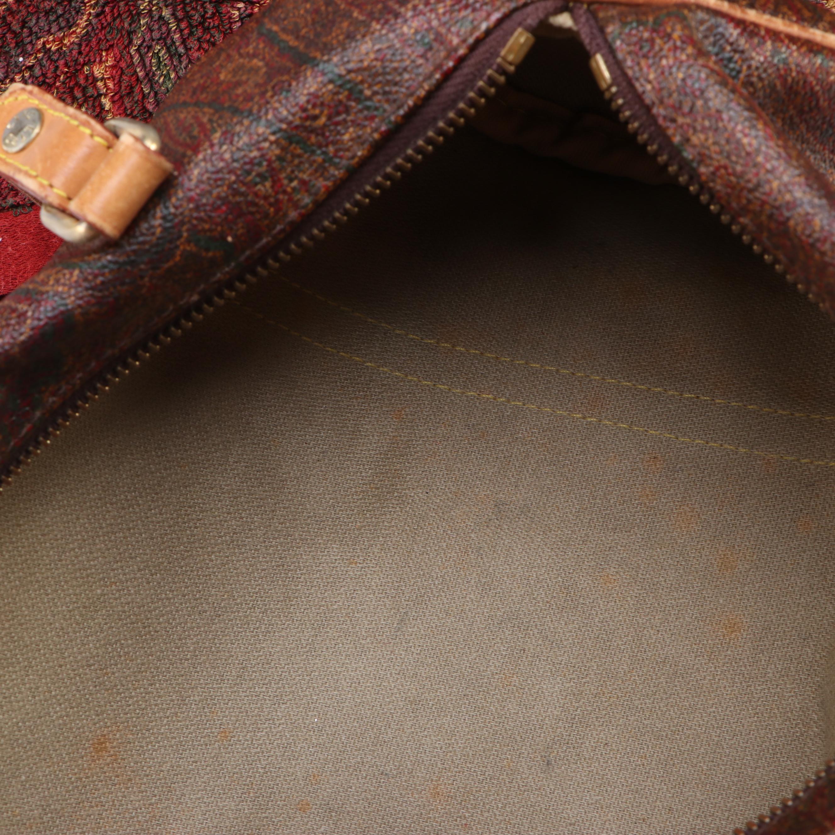 ETRO Barrel Bag and Bath Towel in Paisley Print with Twisted Faux Pearl Necklace