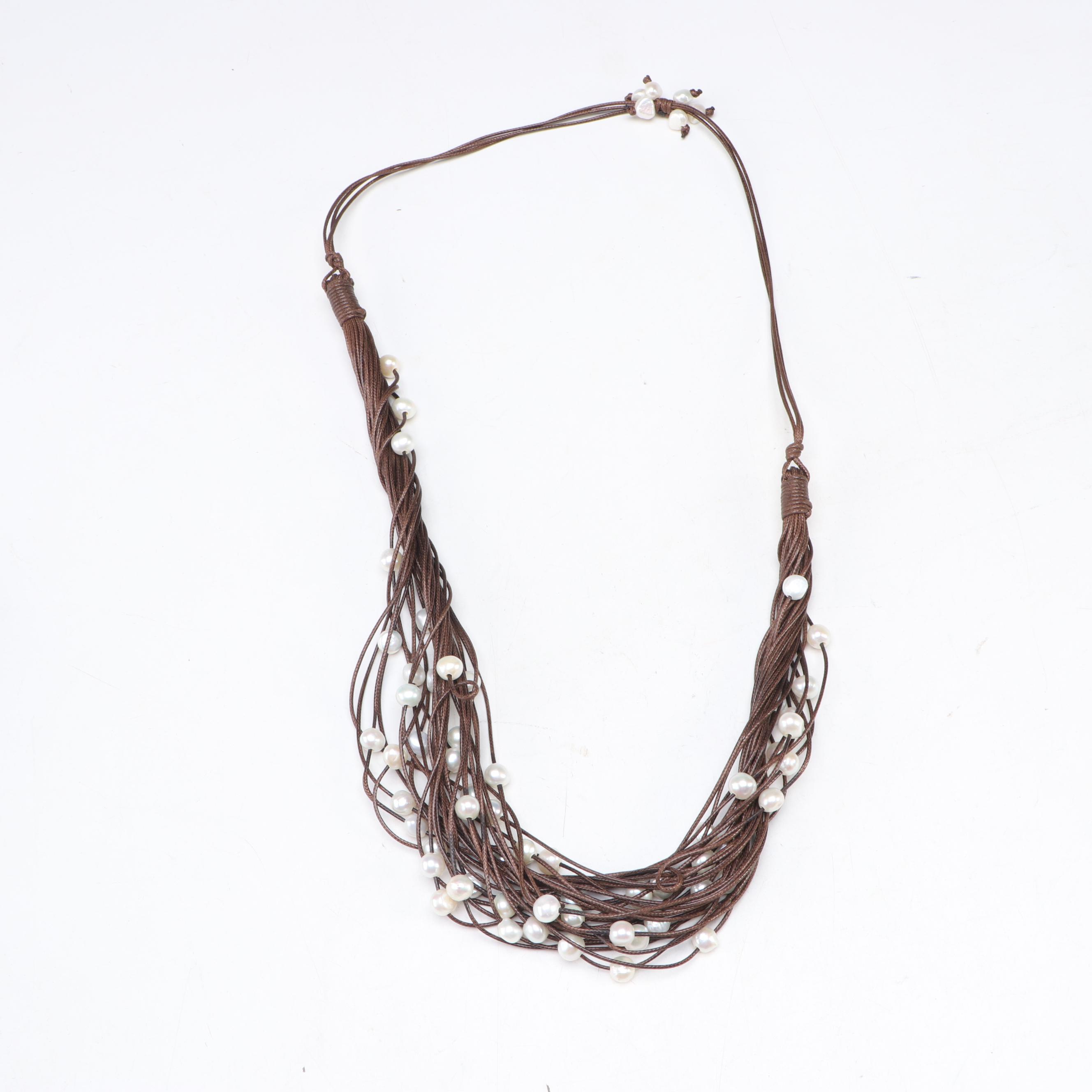 ETRO Barrel Bag and Bath Towel in Paisley Print with Twisted Faux Pearl Necklace