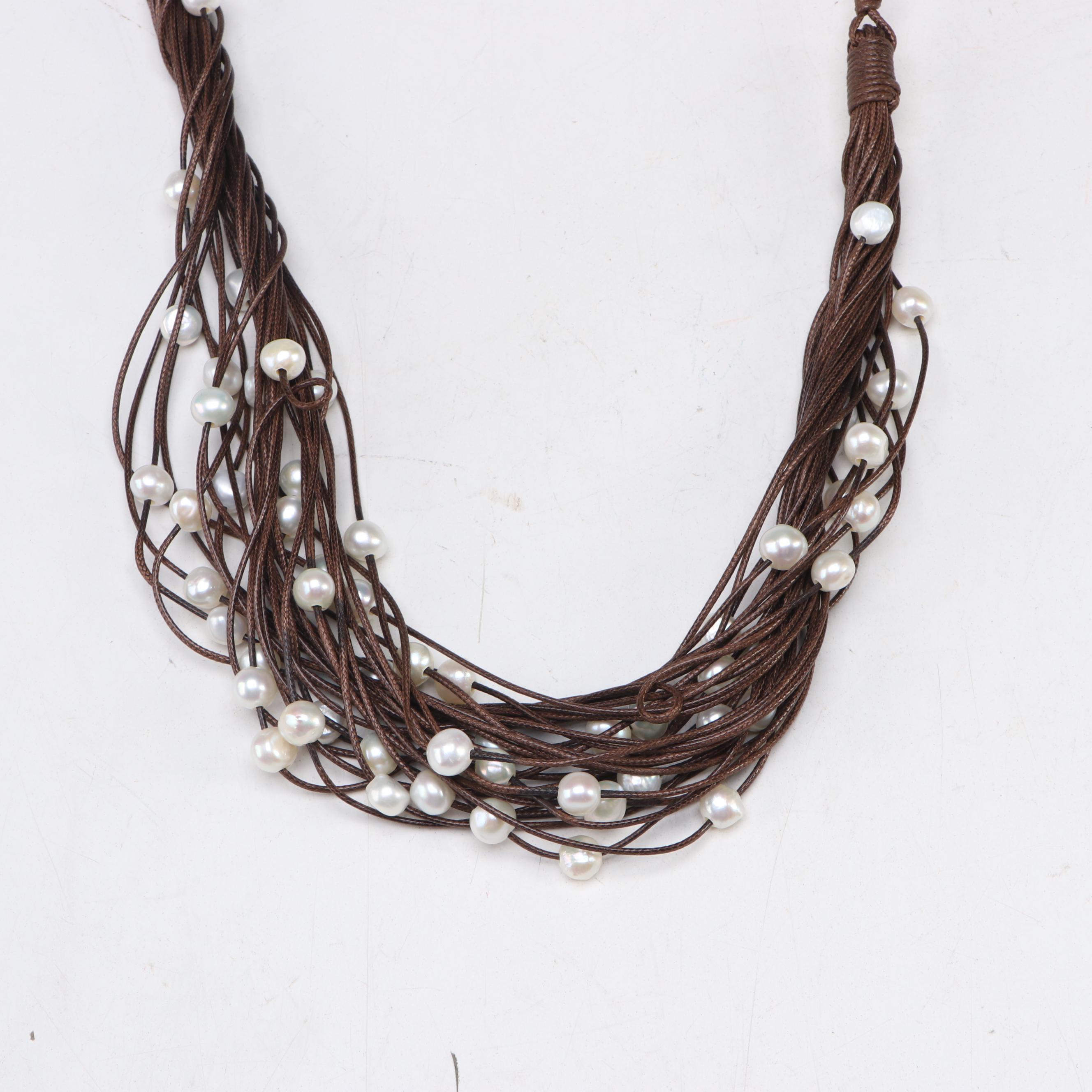 ETRO Barrel Bag and Bath Towel in Paisley Print with Twisted Faux Pearl Necklace