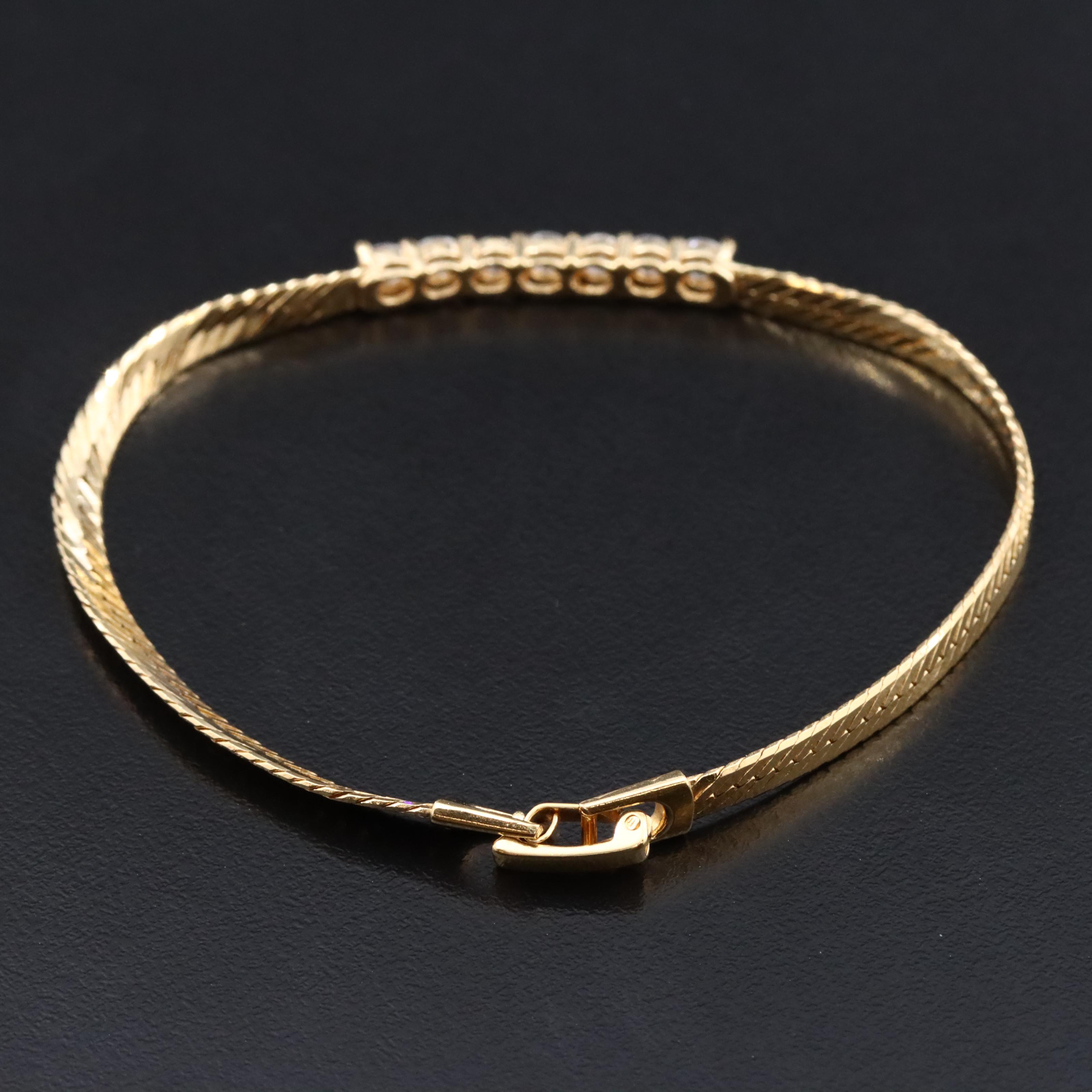 CZ Station on Herringbone Bracelet