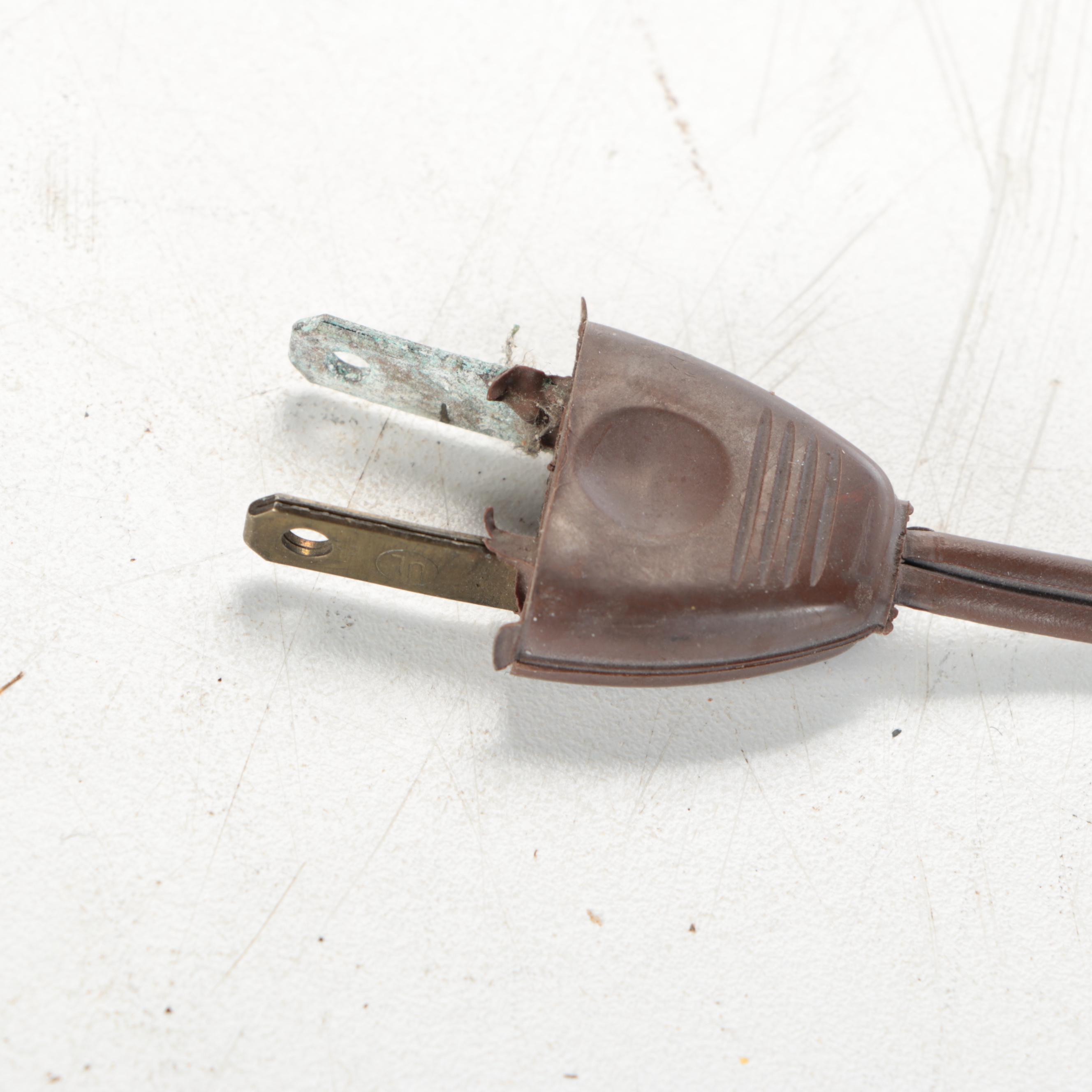 Brass Candlestick Table Lamp with Scallop Bell Shade